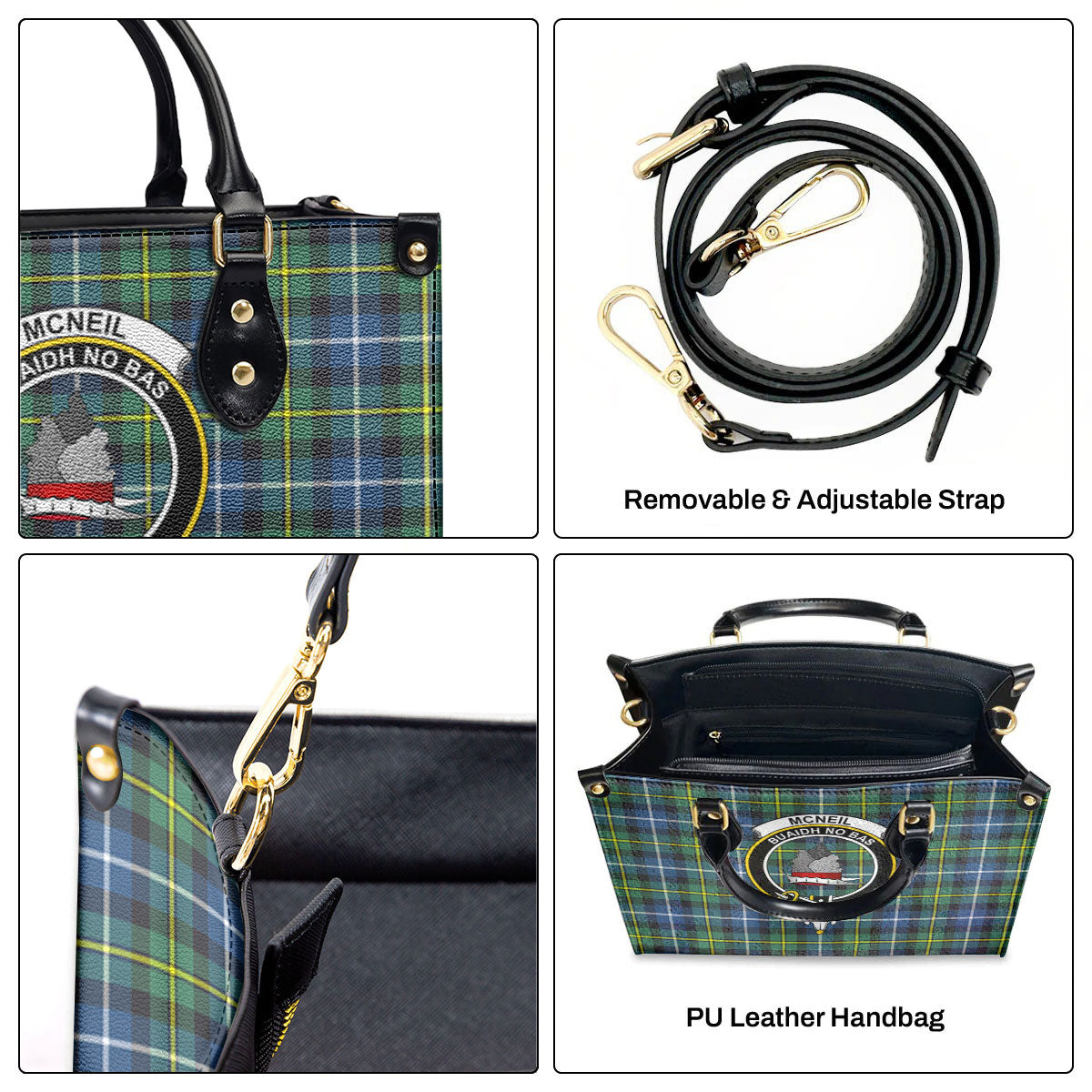 McNeil of Barra Ancient Tartan Crest Leather Handbag