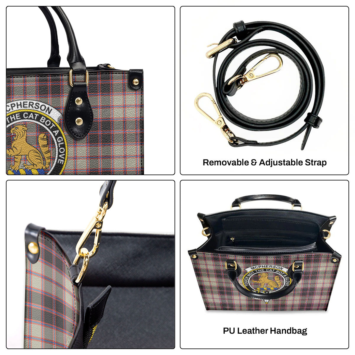 McPherson Hunting Ancient Tartan Crest Leather Handbag