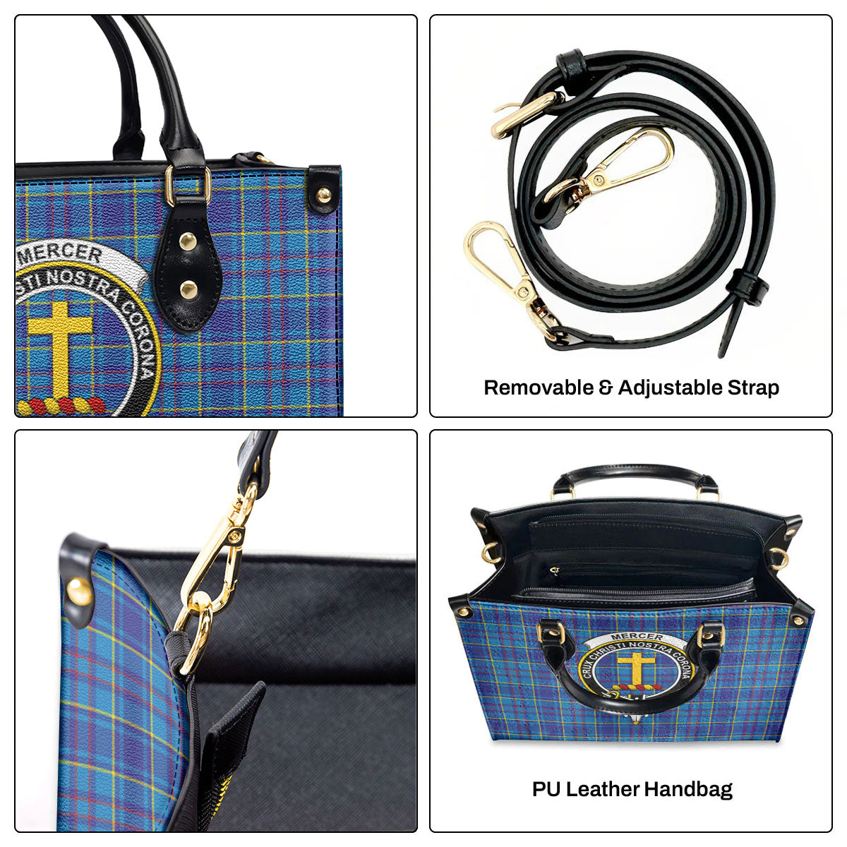 Mercer Modern Tartan Crest Leather Handbag