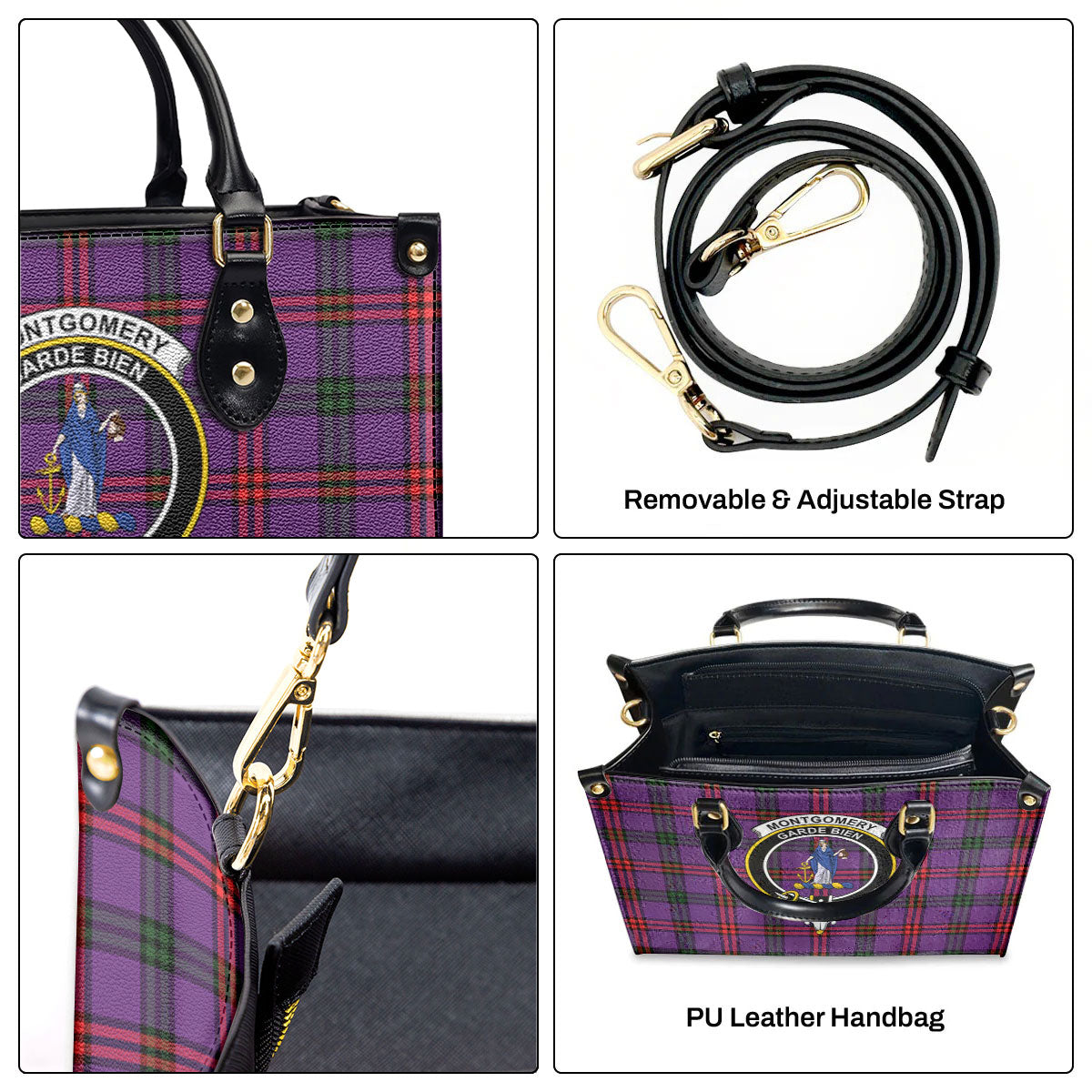 Montgomery Modern Tartan Crest Leather Handbag