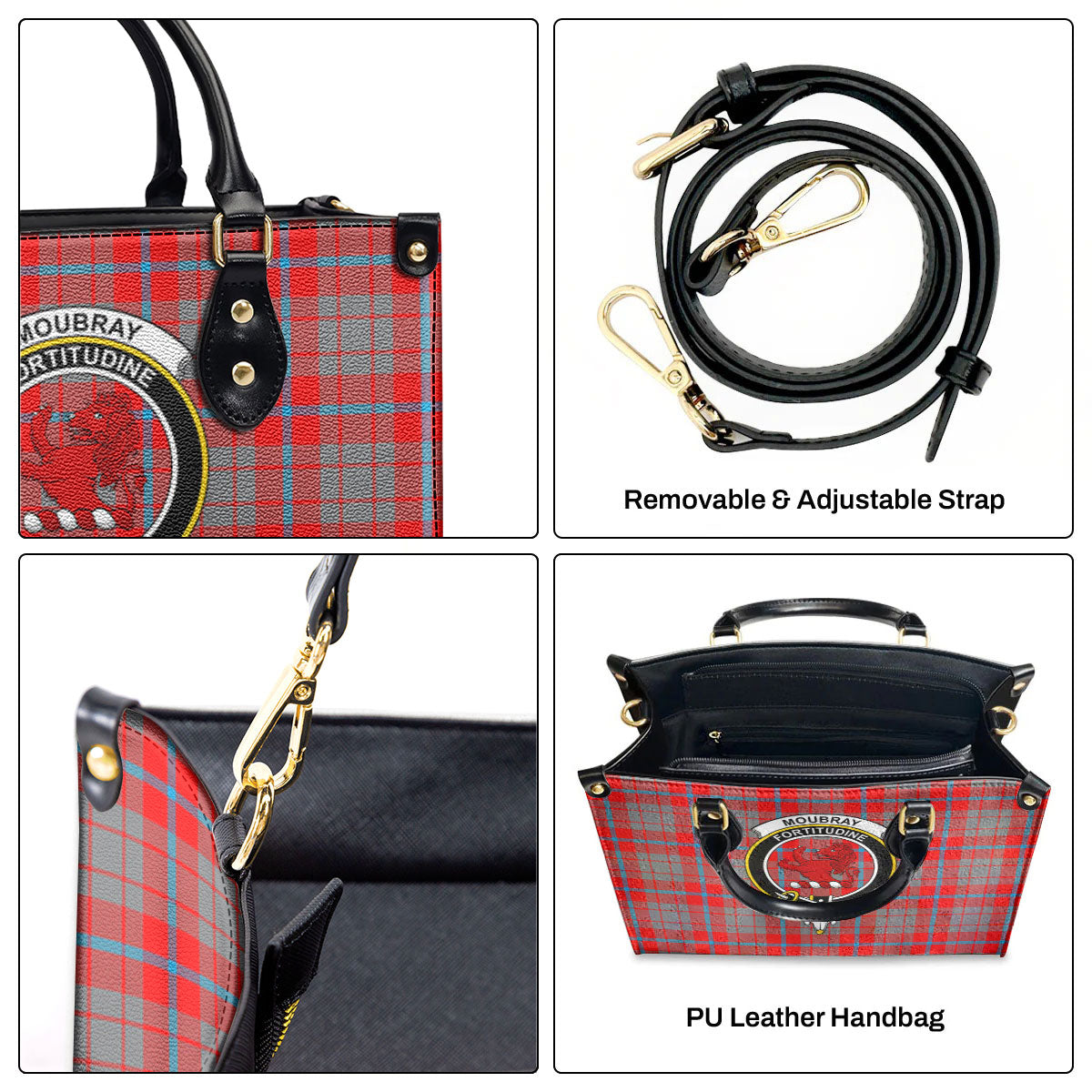 Moubray Tartan Crest Leather Handbag