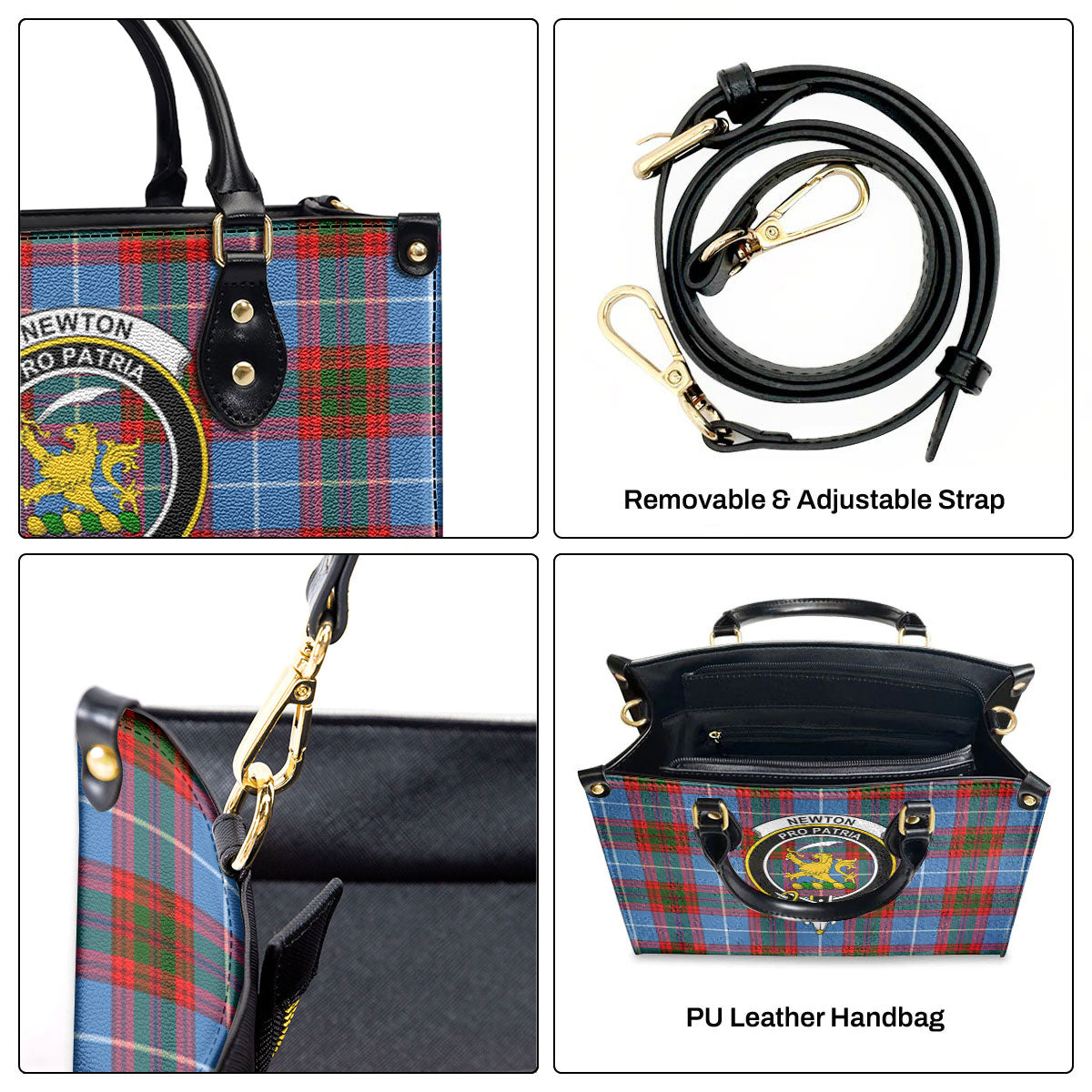 Newton Tartan Crest Leather Handbag