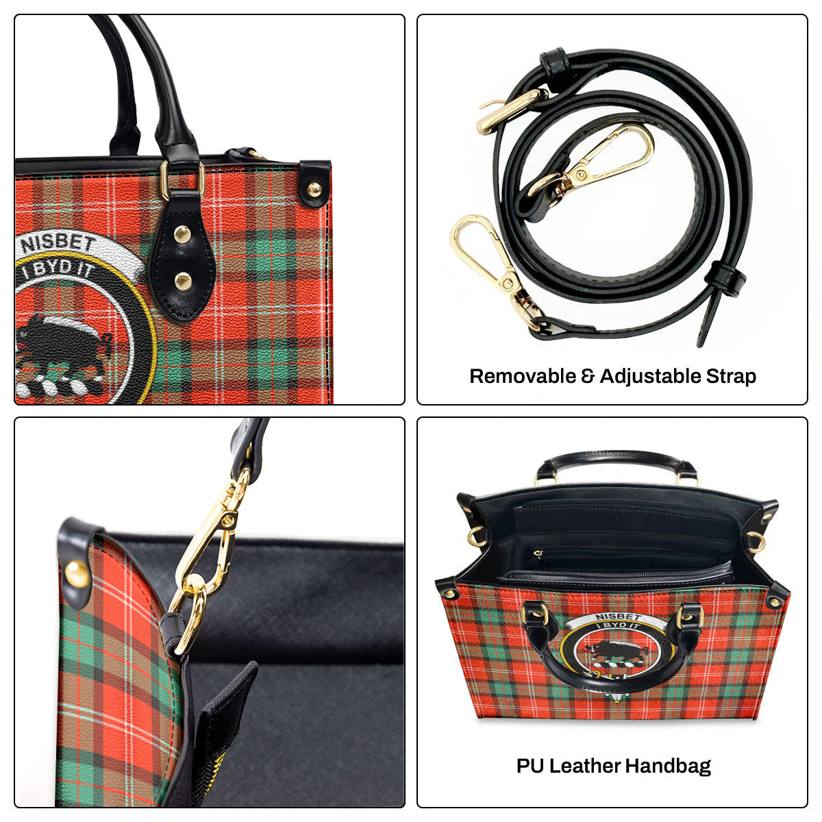 Nisbet Ancient Tartan Crest Leather Handbag