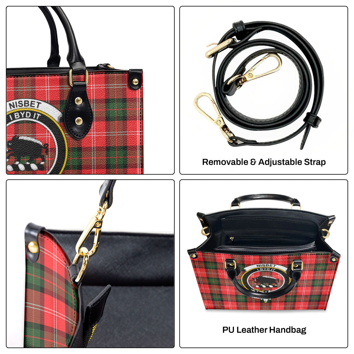 Nisbet Modern Tartan Crest Leather Handbag