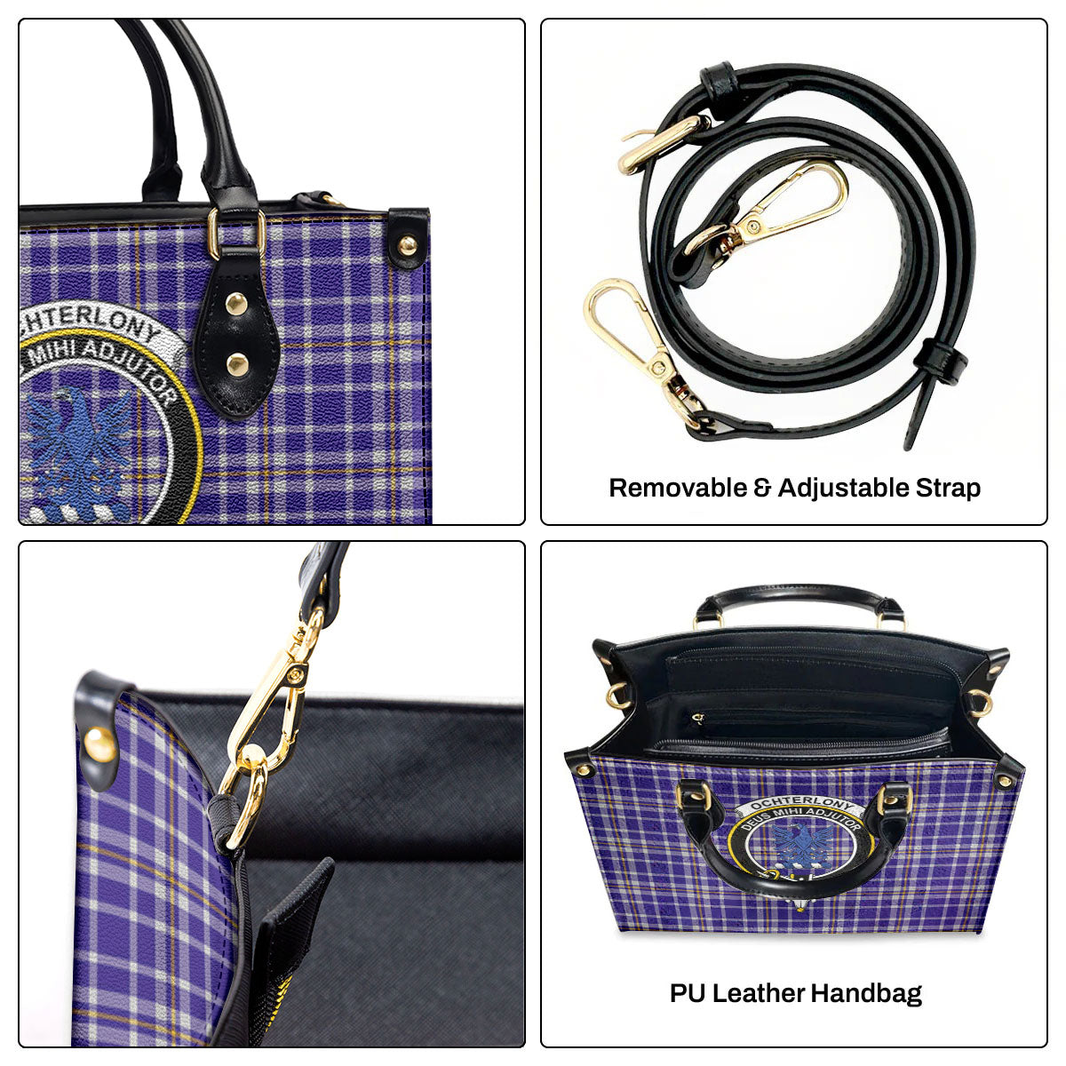 Ochterlony Tartan Crest Leather Handbag