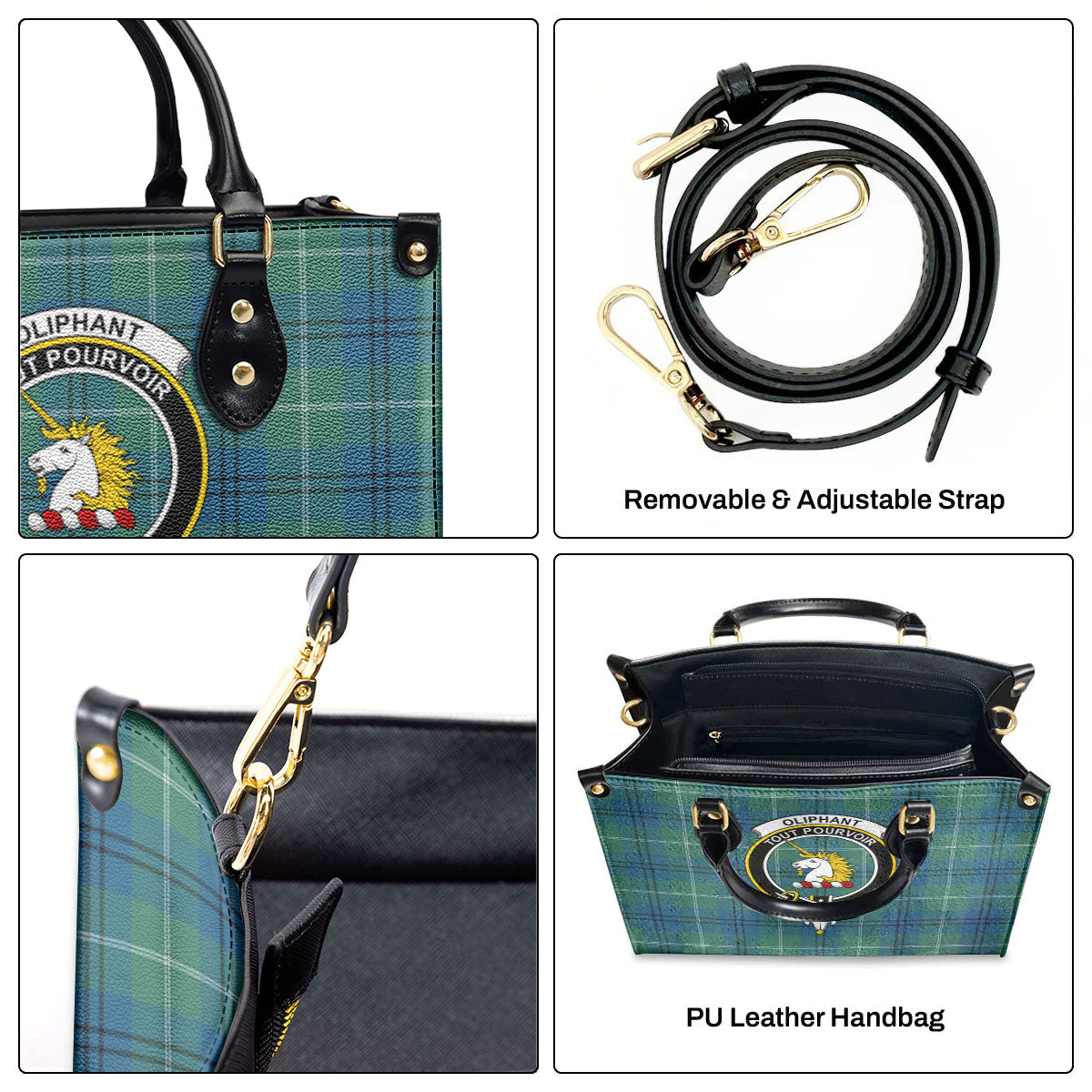 Oliphant Ancient Tartan Crest Leather Handbag