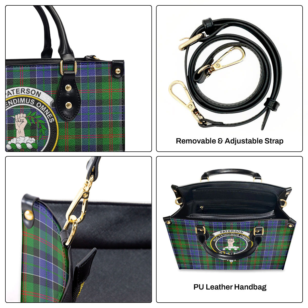 Paterson Tartan Crest Leather Handbag