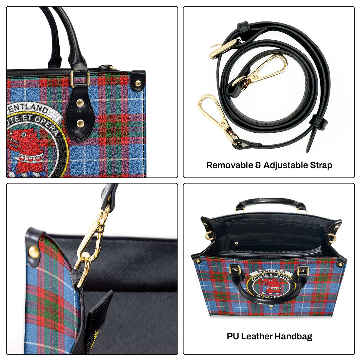 Pentland Tartan Crest Leather Handbag