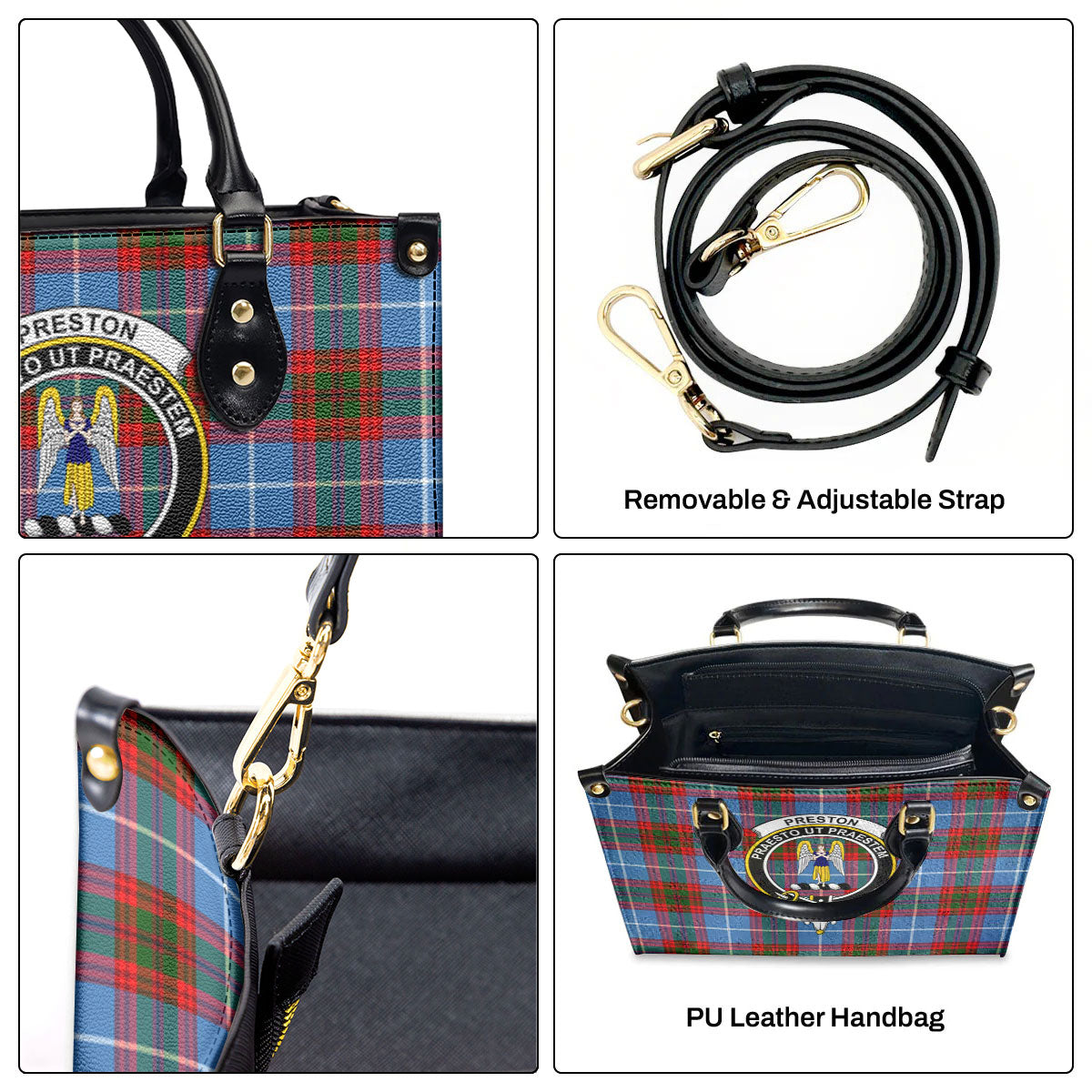 Preston Tartan Crest Leather Handbag