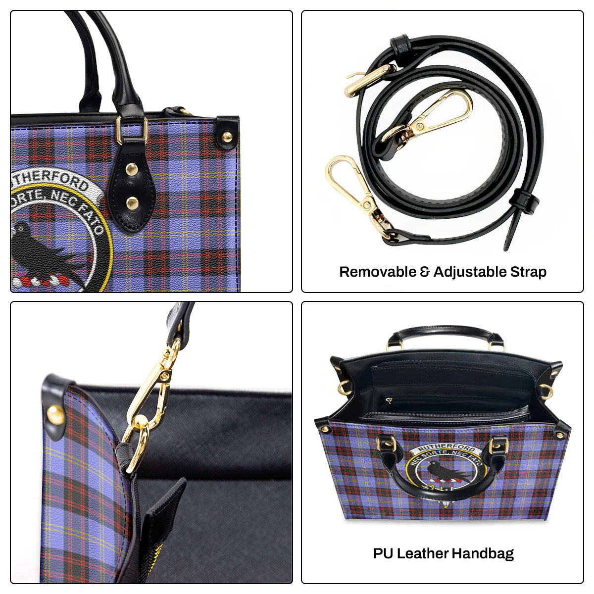 Rutherford Tartan Crest Leather Handbag