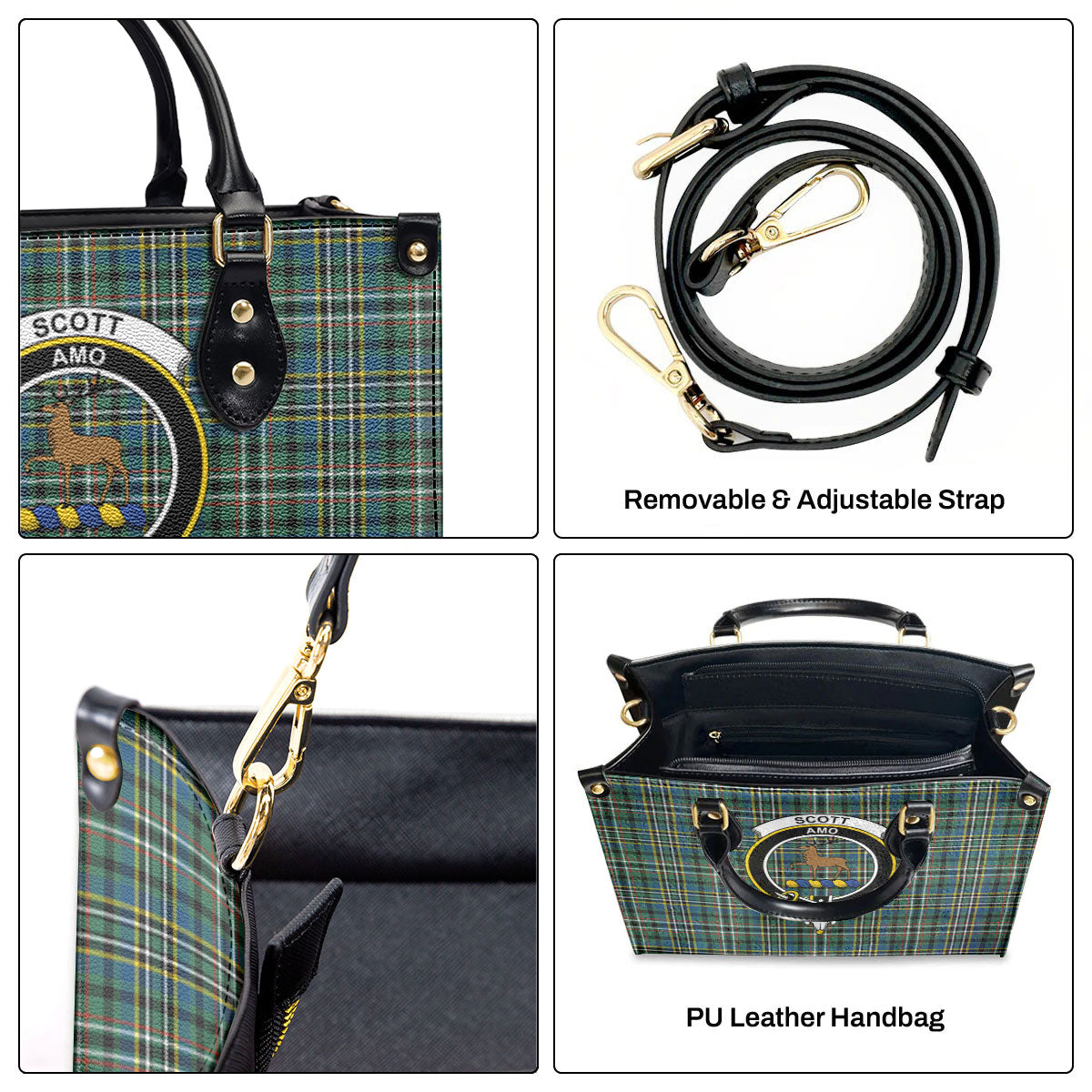 Scott Green Ancient Tartan Crest Leather Handbag