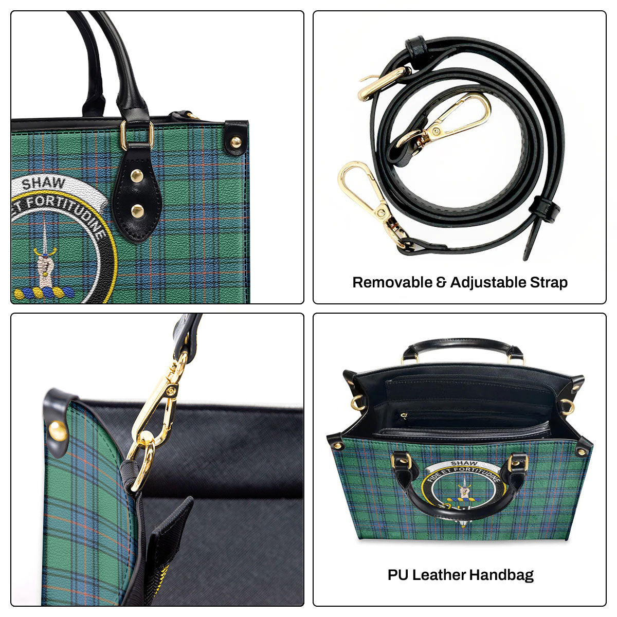 Shaw Ancient Tartan Crest Leather Handbag