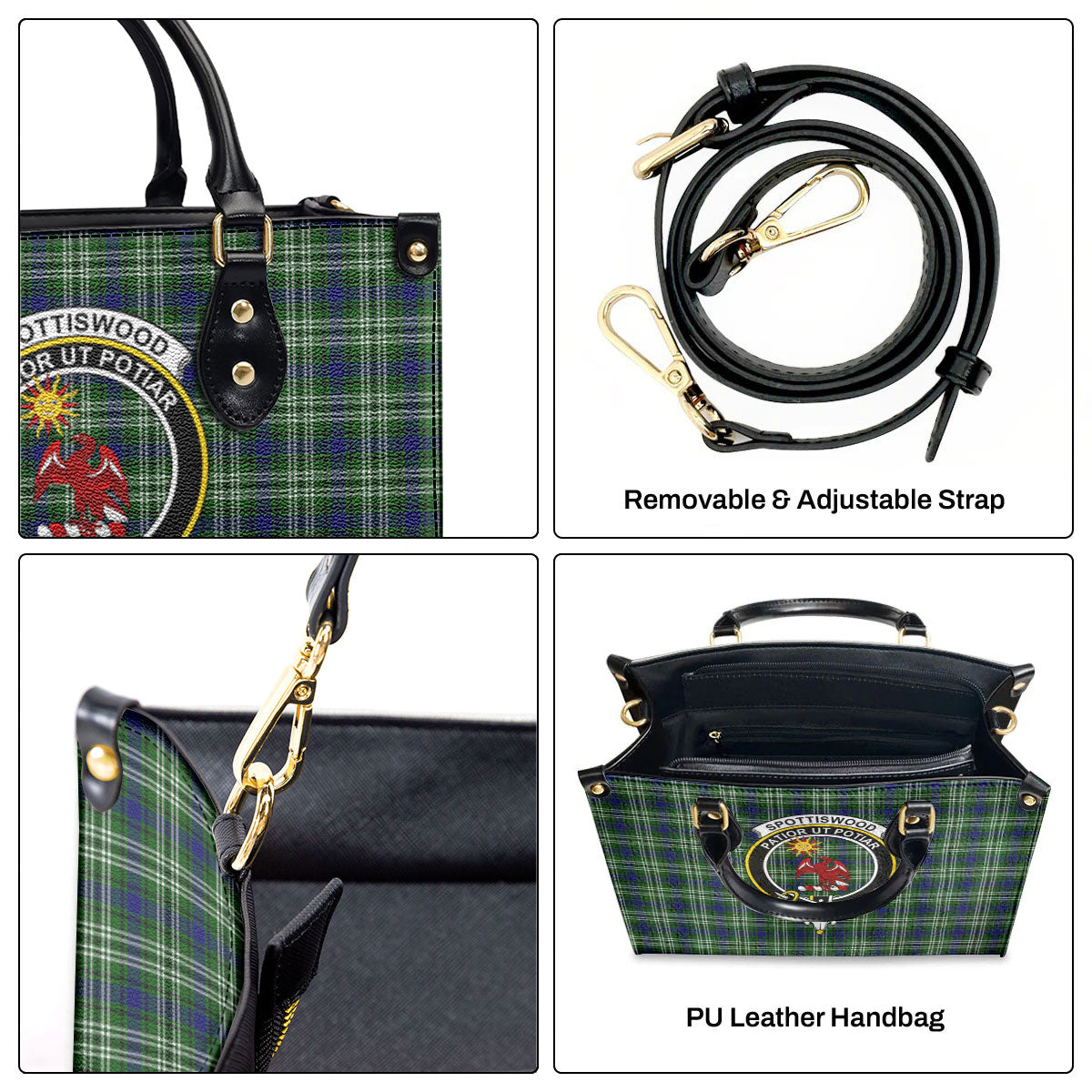 Spottiswood Tartan Crest Leather Handbag