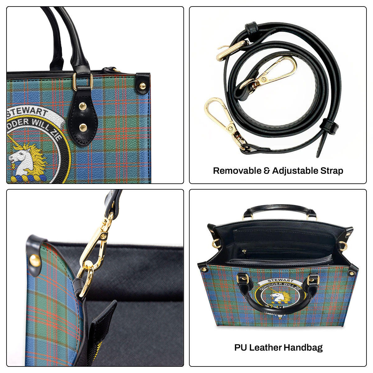 Stewart of Appin Hunting Ancient Tartan Crest Leather Handbag