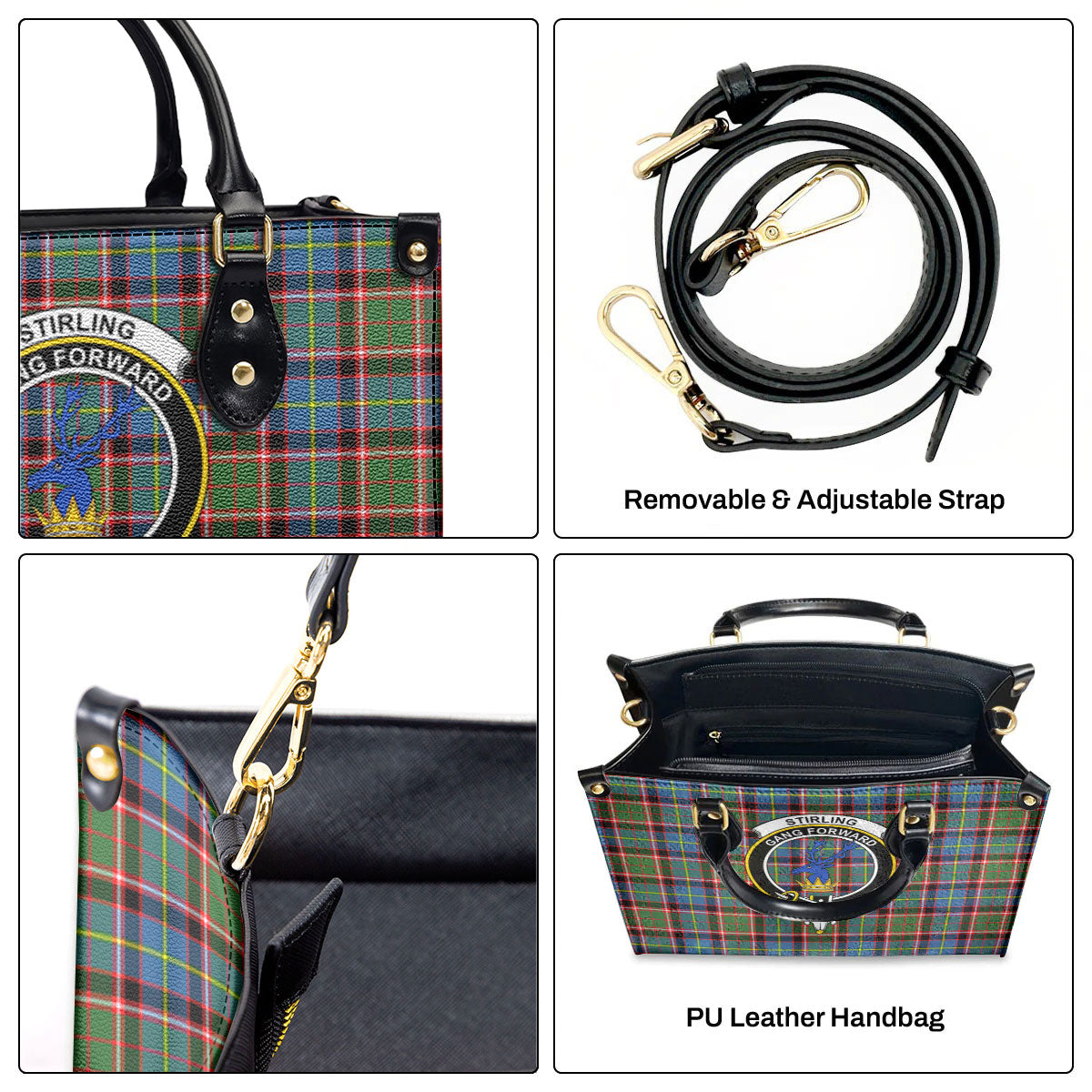 Stirling (of Cadder-Present Chief) Tartan Crest Leather Handbag