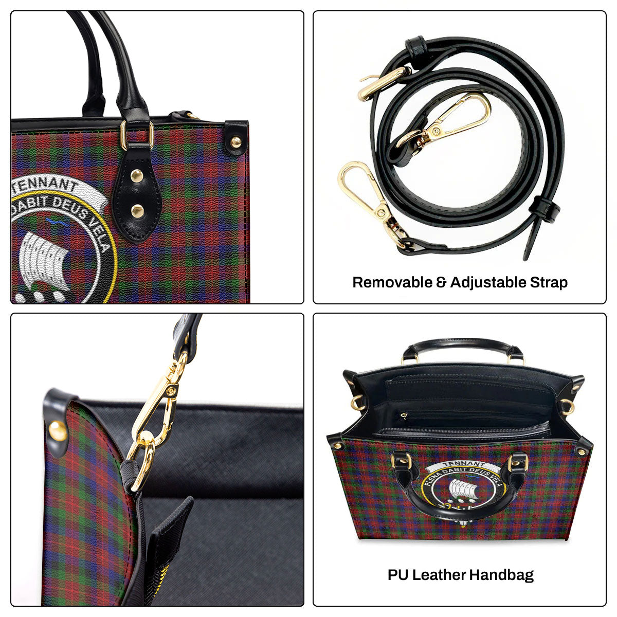 Tennant Tartan Crest Leather Handbag