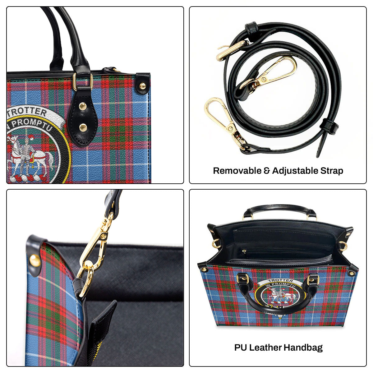 Trotter Tartan Crest Leather Handbag