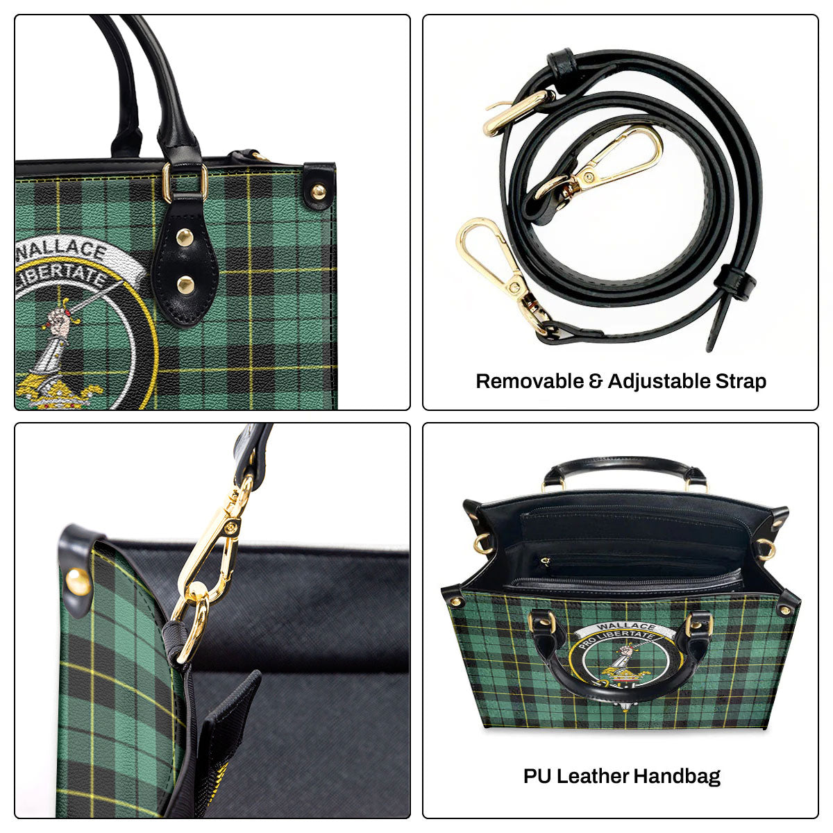 Wallace Hunting Ancient Tartan Crest Leather Handbag