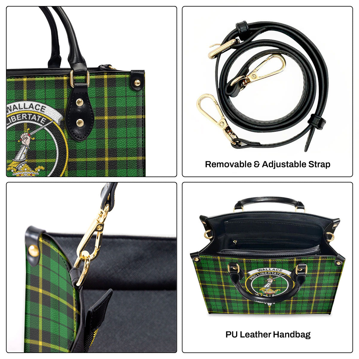 Wallace Hunting Modern Tartan Crest Leather Handbag