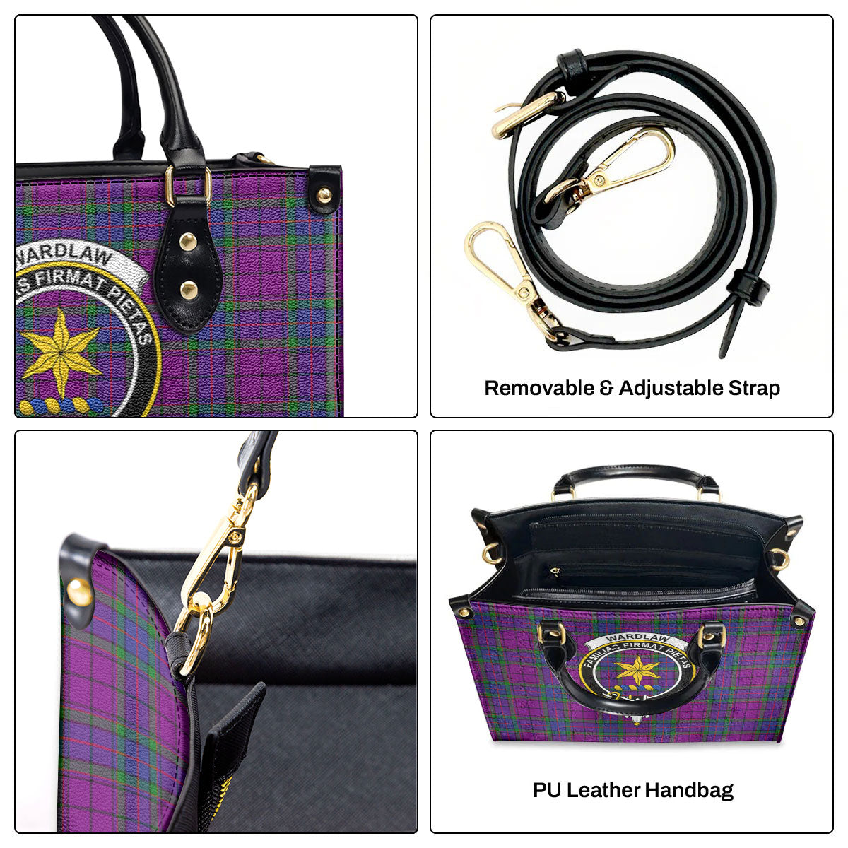 Wardlaw Modern Tartan Crest Leather Handbag