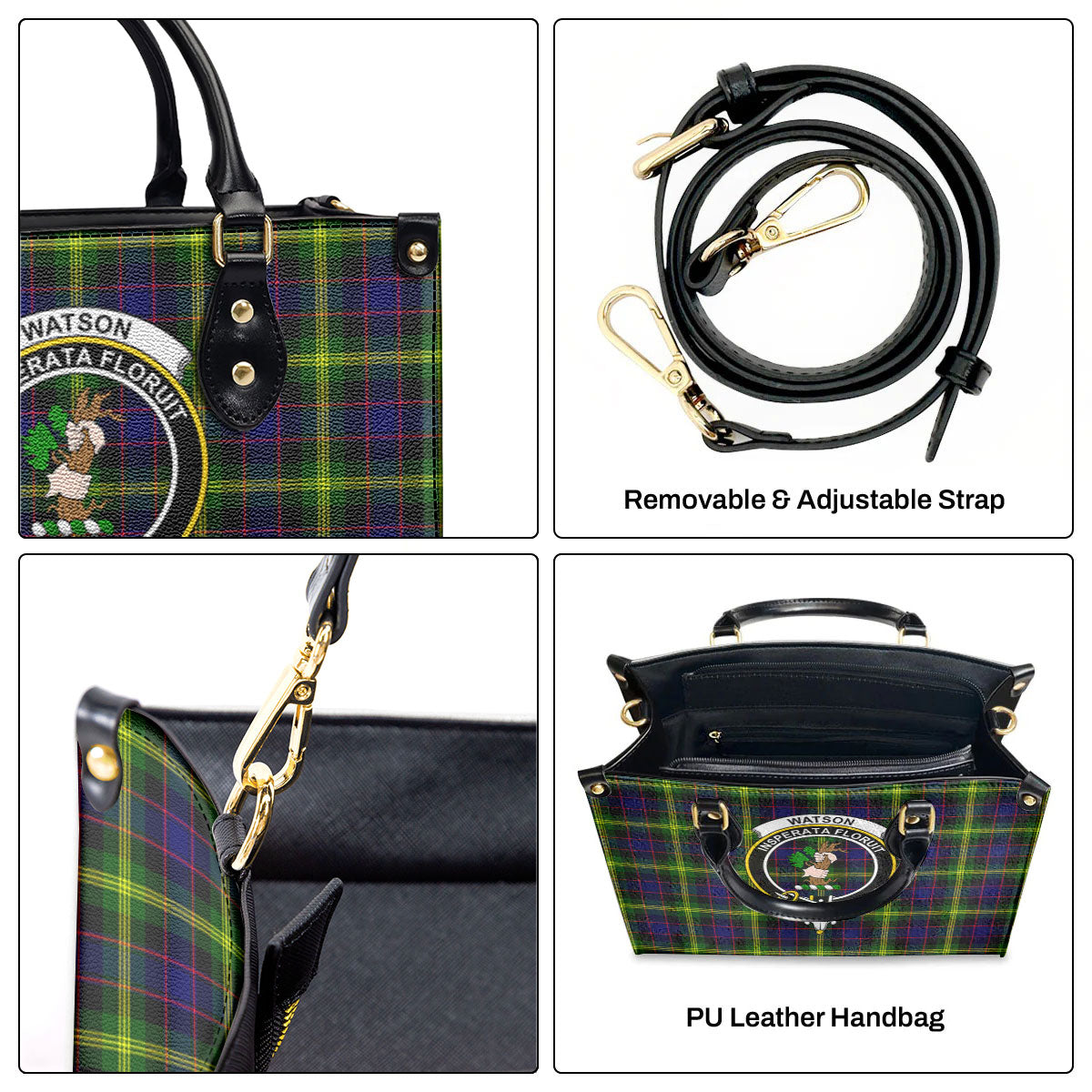 Watson Modern Tartan Crest Leather Handbag