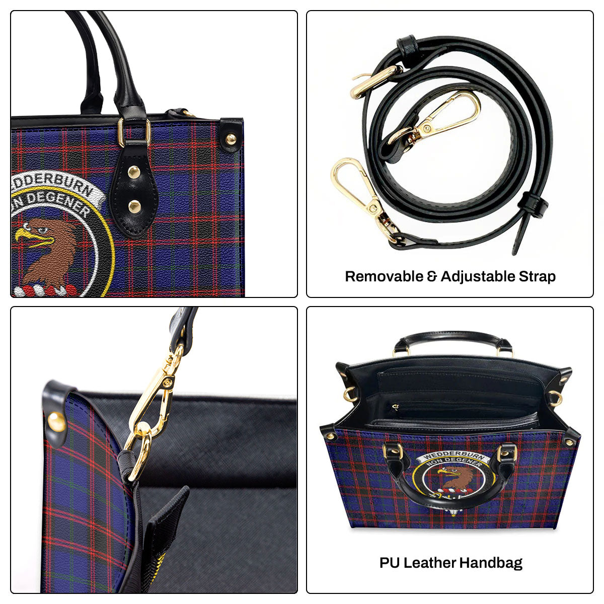 Wedderburn Tartan Crest Leather Handbag