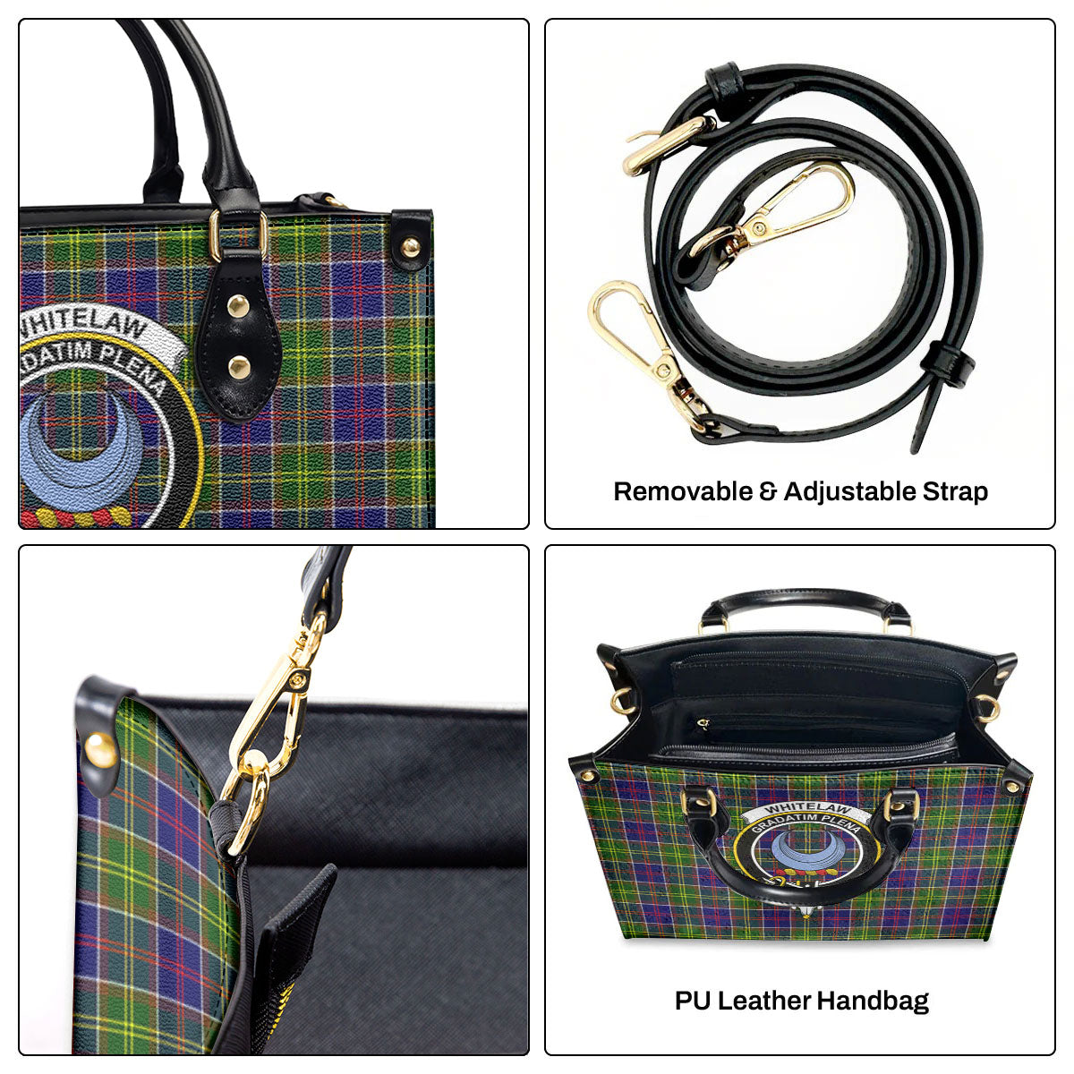 Whitelaw Tartan Crest Leather Handbag