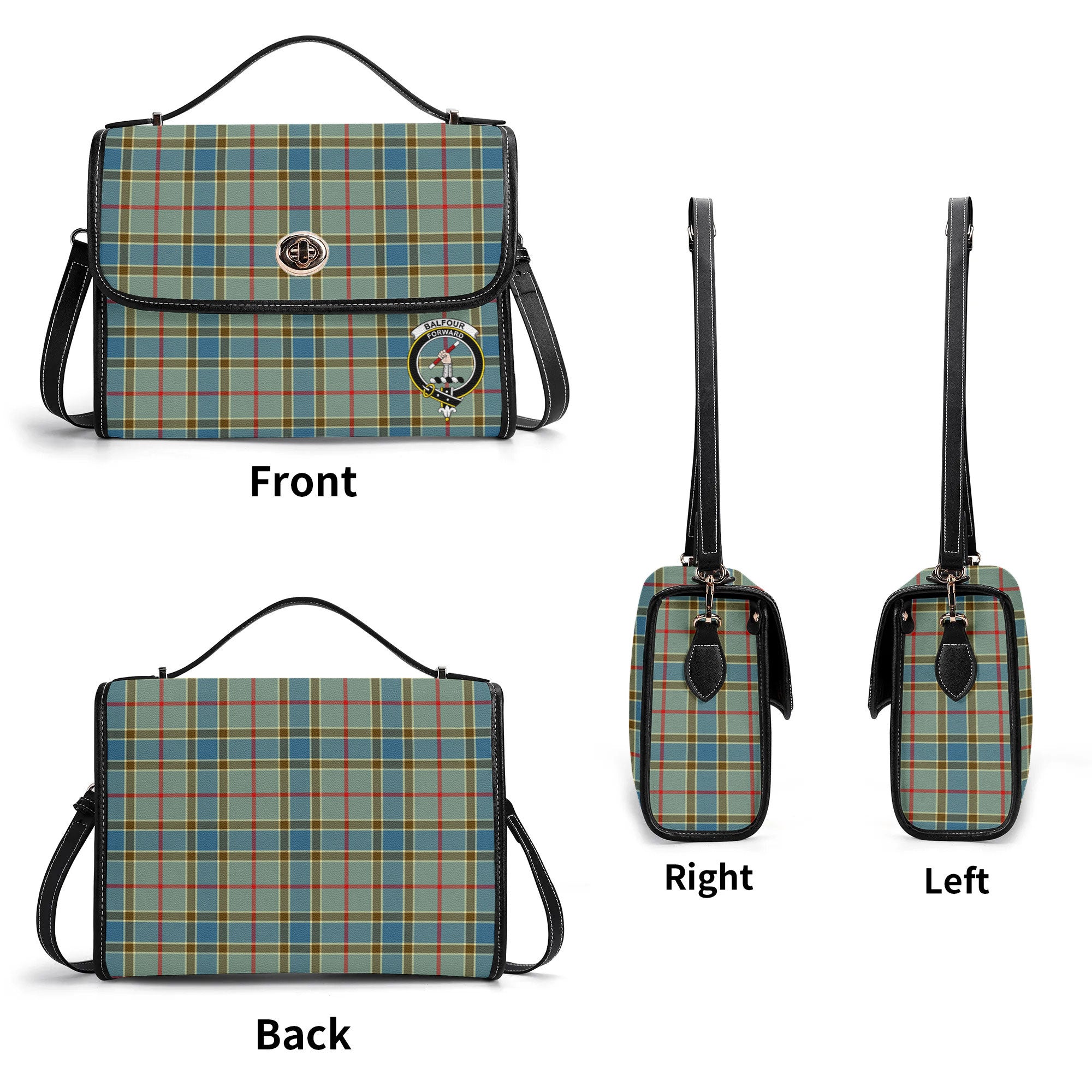 Balfour Blue Tartan Crest Satchel Bag