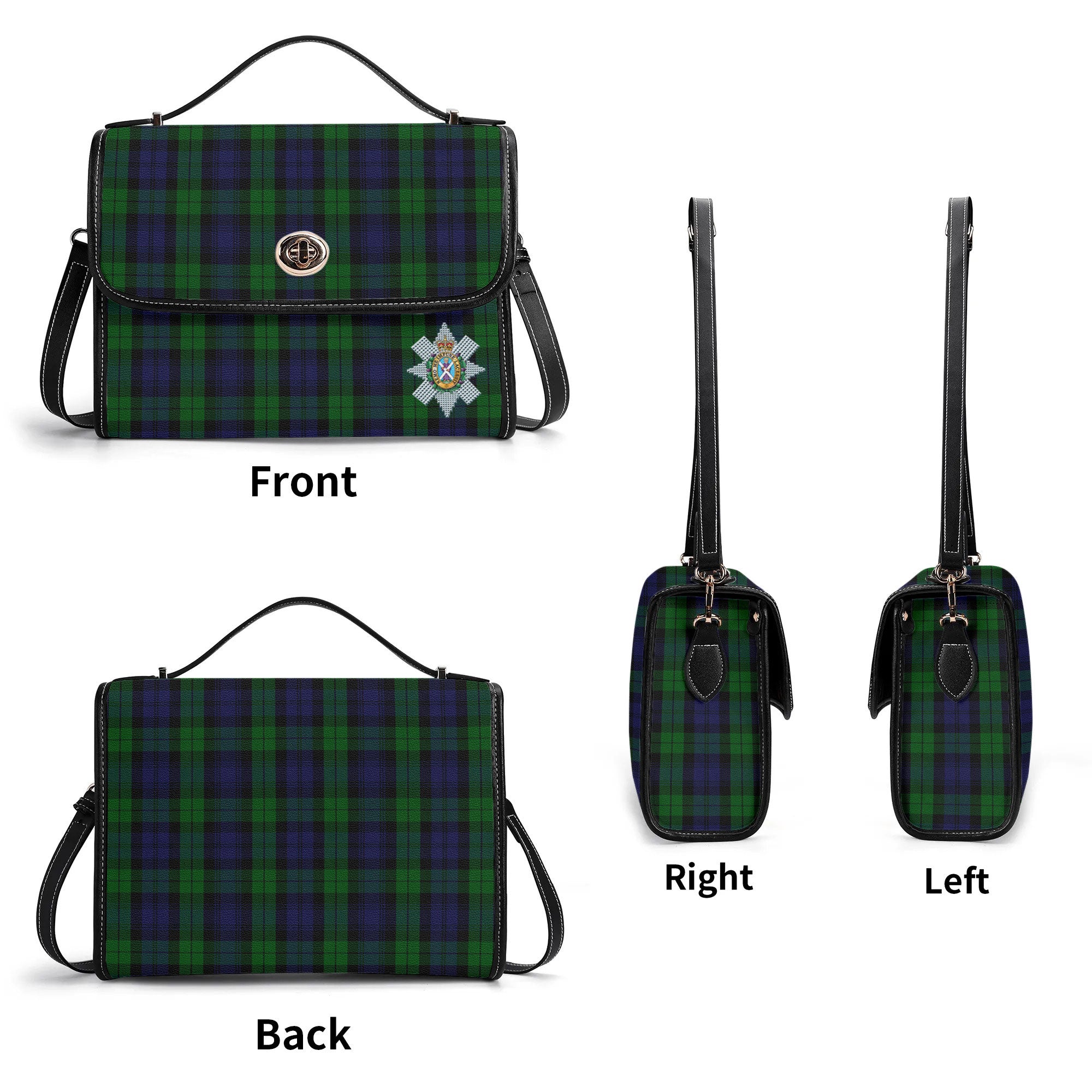 Black Watch Tartan Crest Satchel Bag