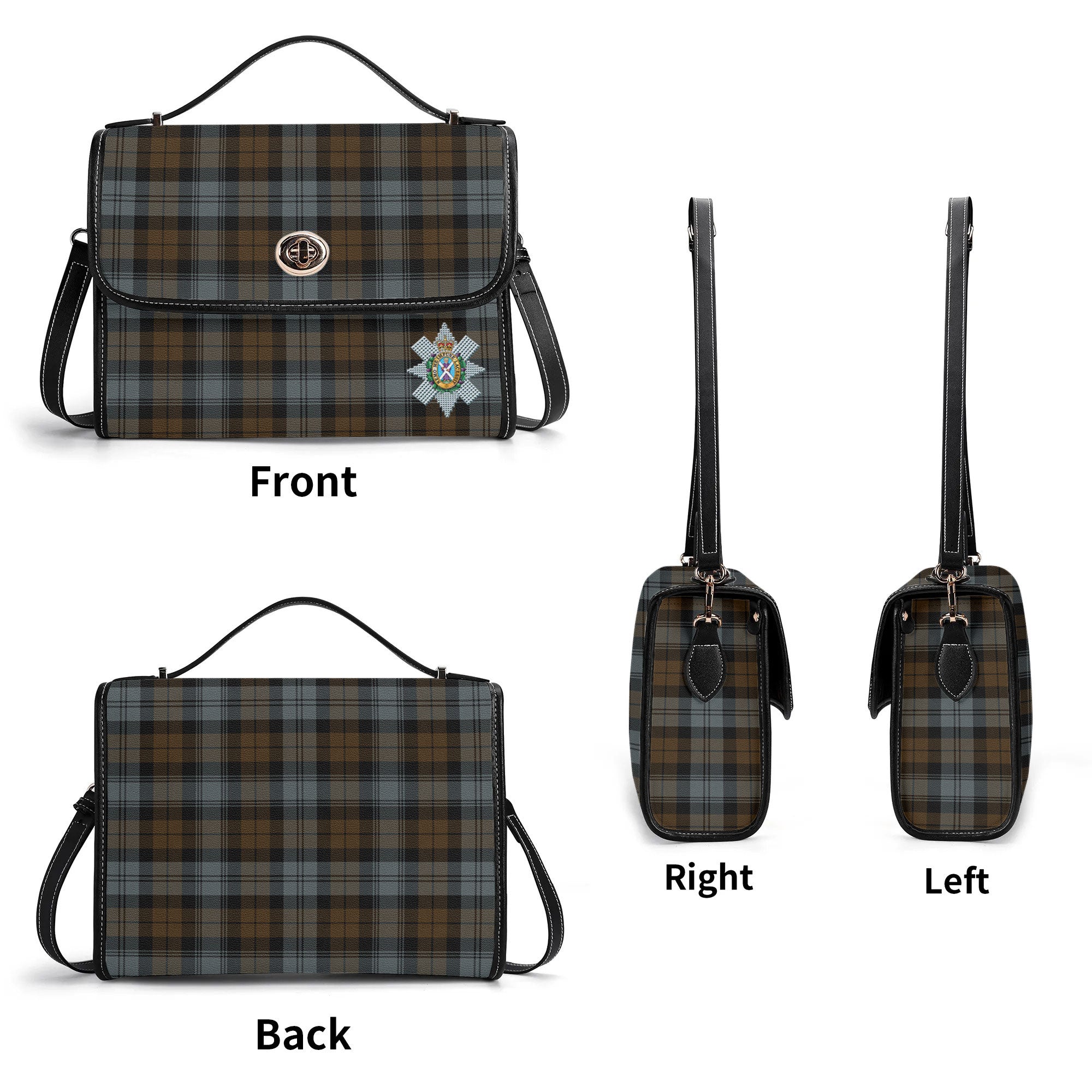 Black Watch Weathered Tartan Crest Satchel Bag