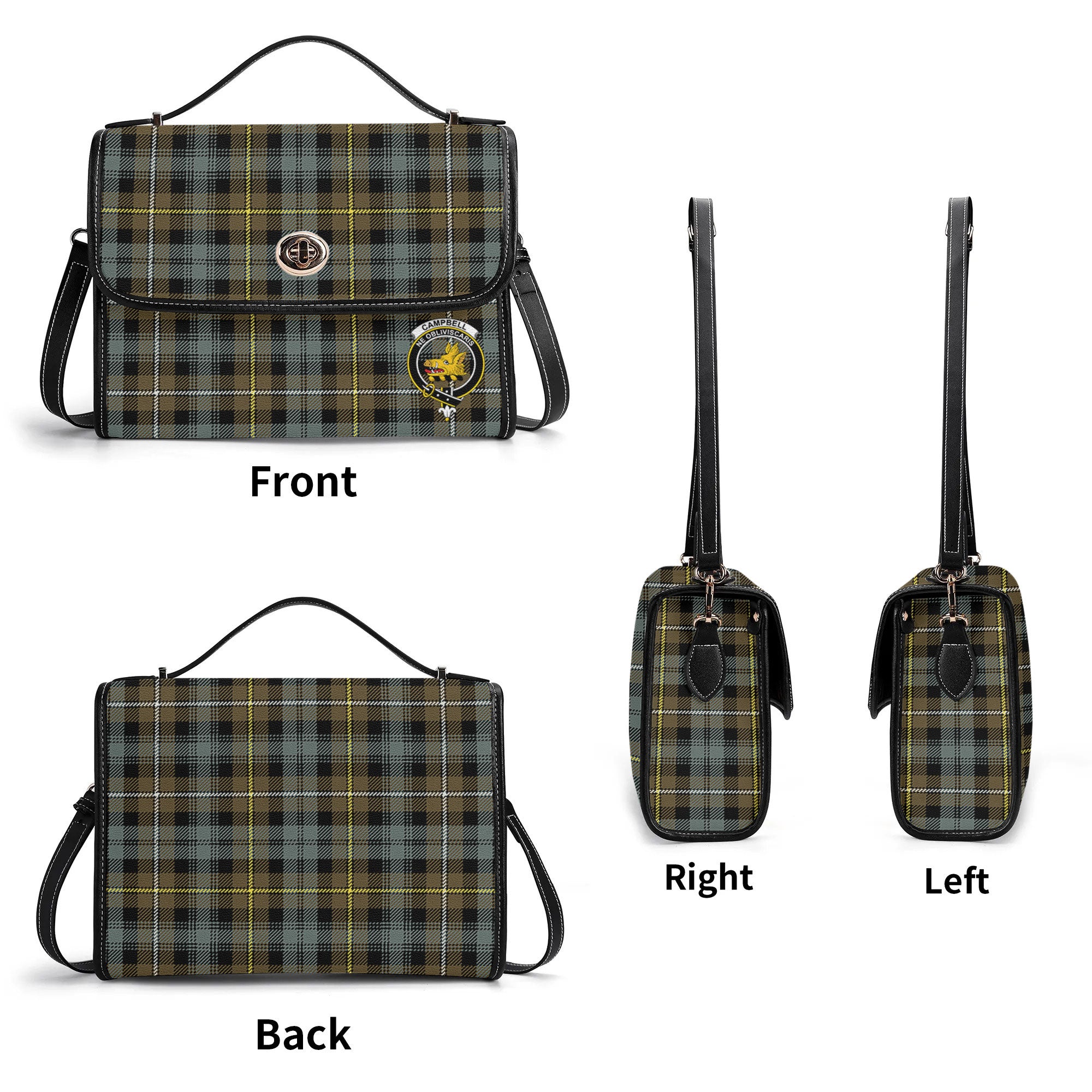 Campbell Argyll Weathered Tartan Crest Satchel Bag