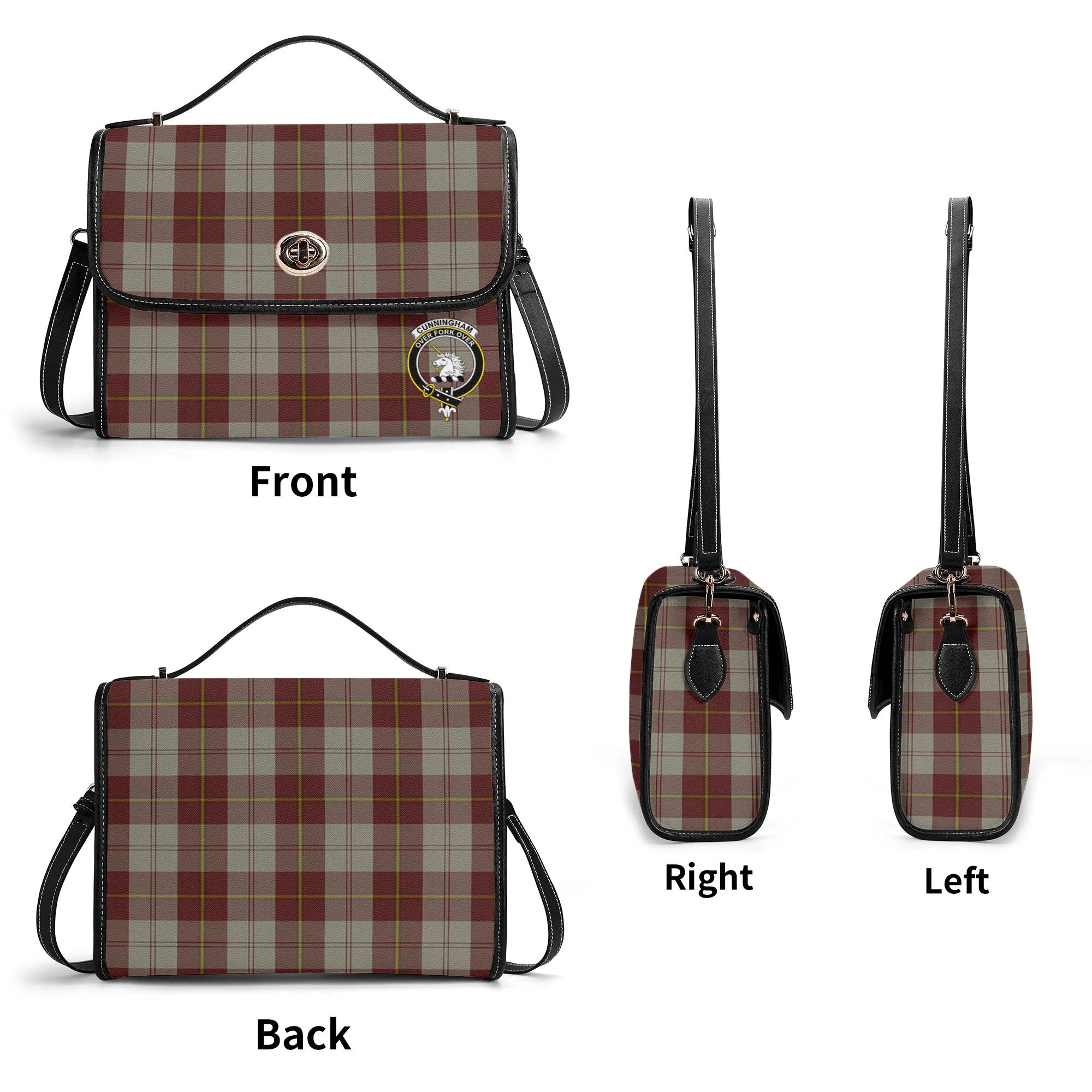 Cunningham Burgundy Dancers Tartan Crest Satchel Bag