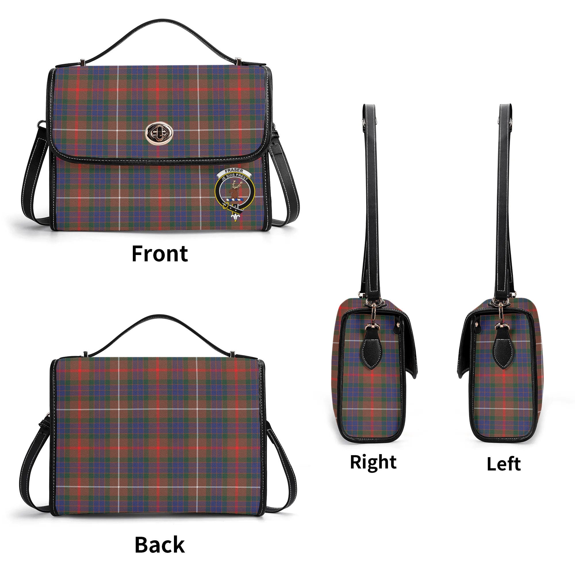 Fraser (of Lovat) Hunting Modern Tartan Crest Satchel Bag
