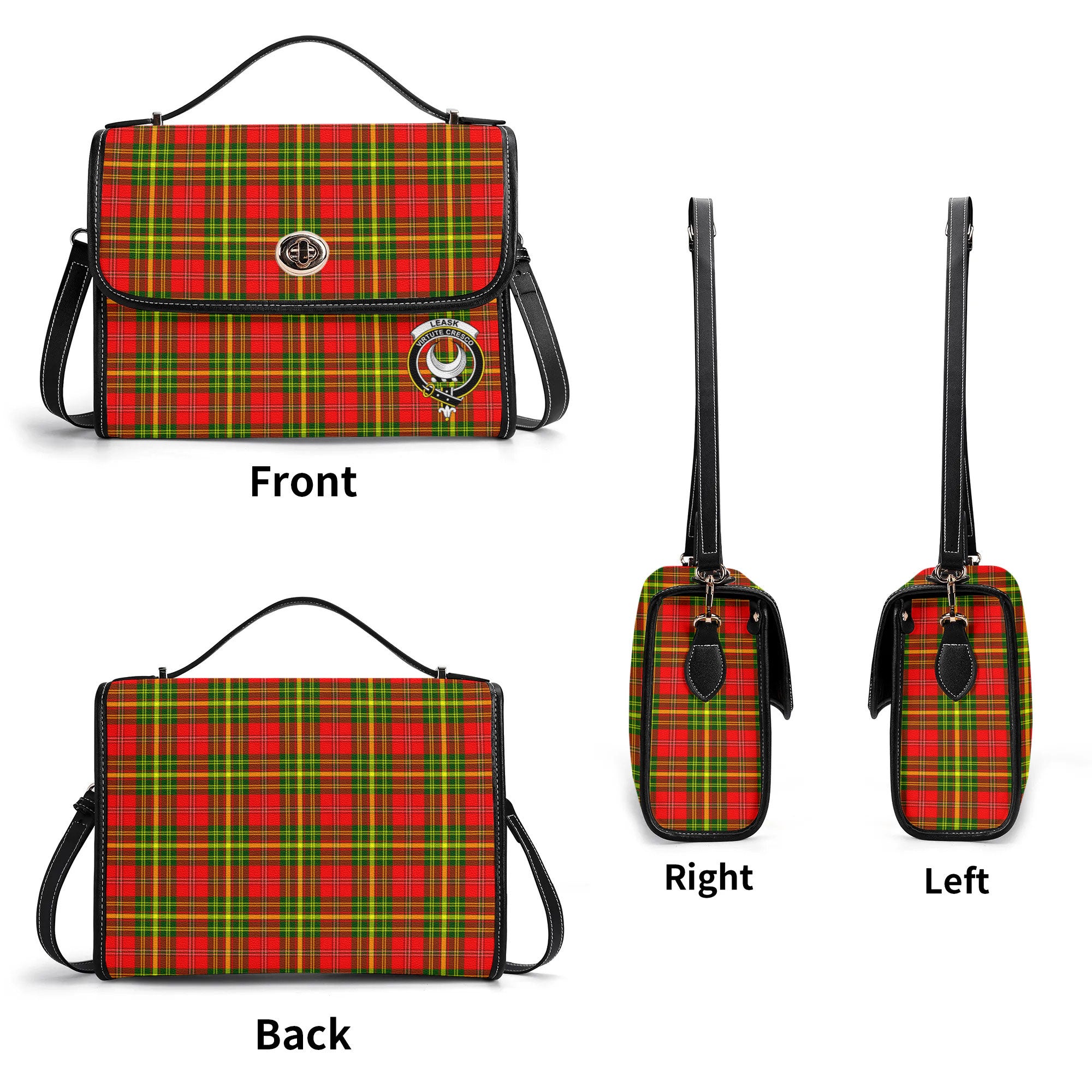 Leask Tartan Crest Satchel Bag