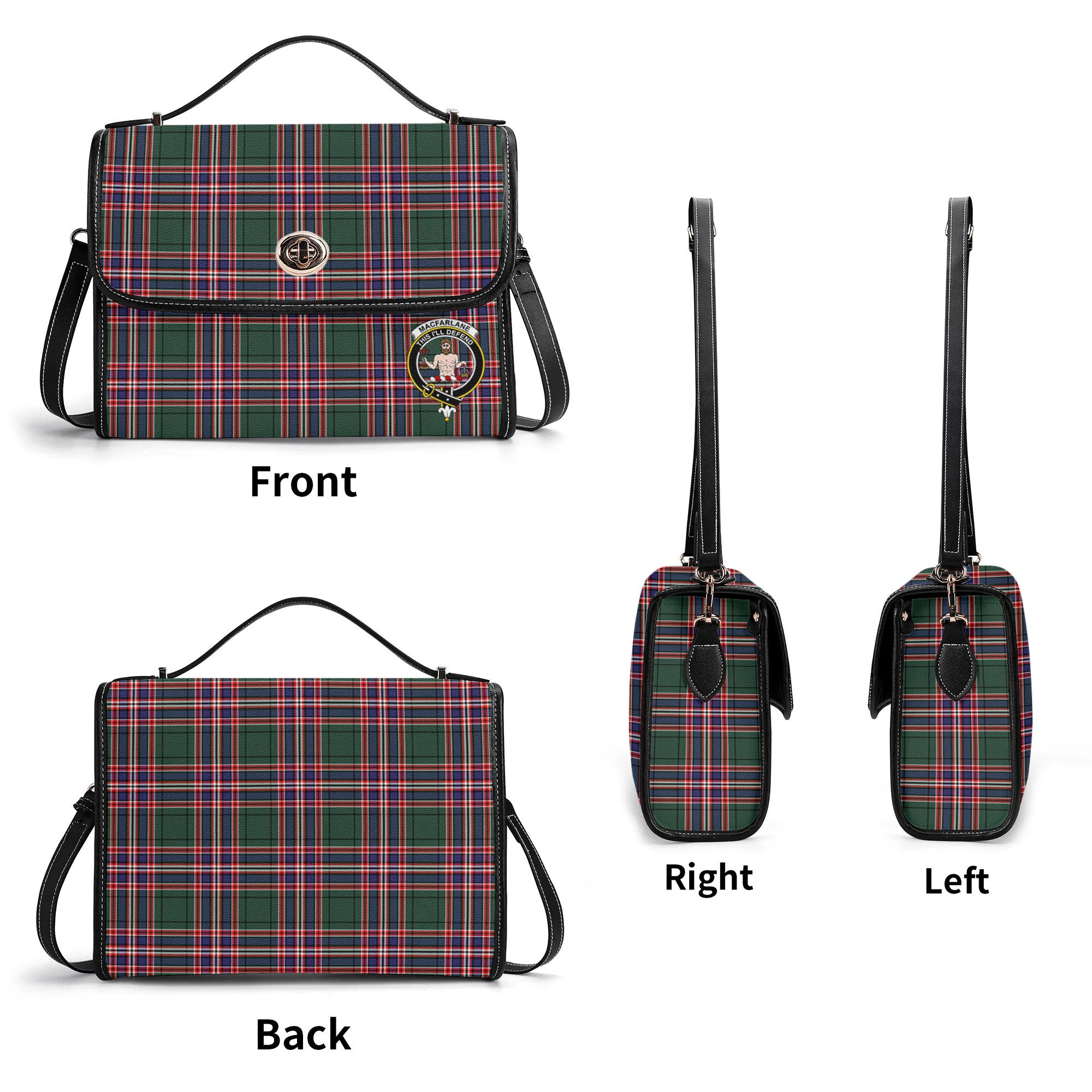 MacFarlane Hunting Modern Tartan Crest Satchel Bag