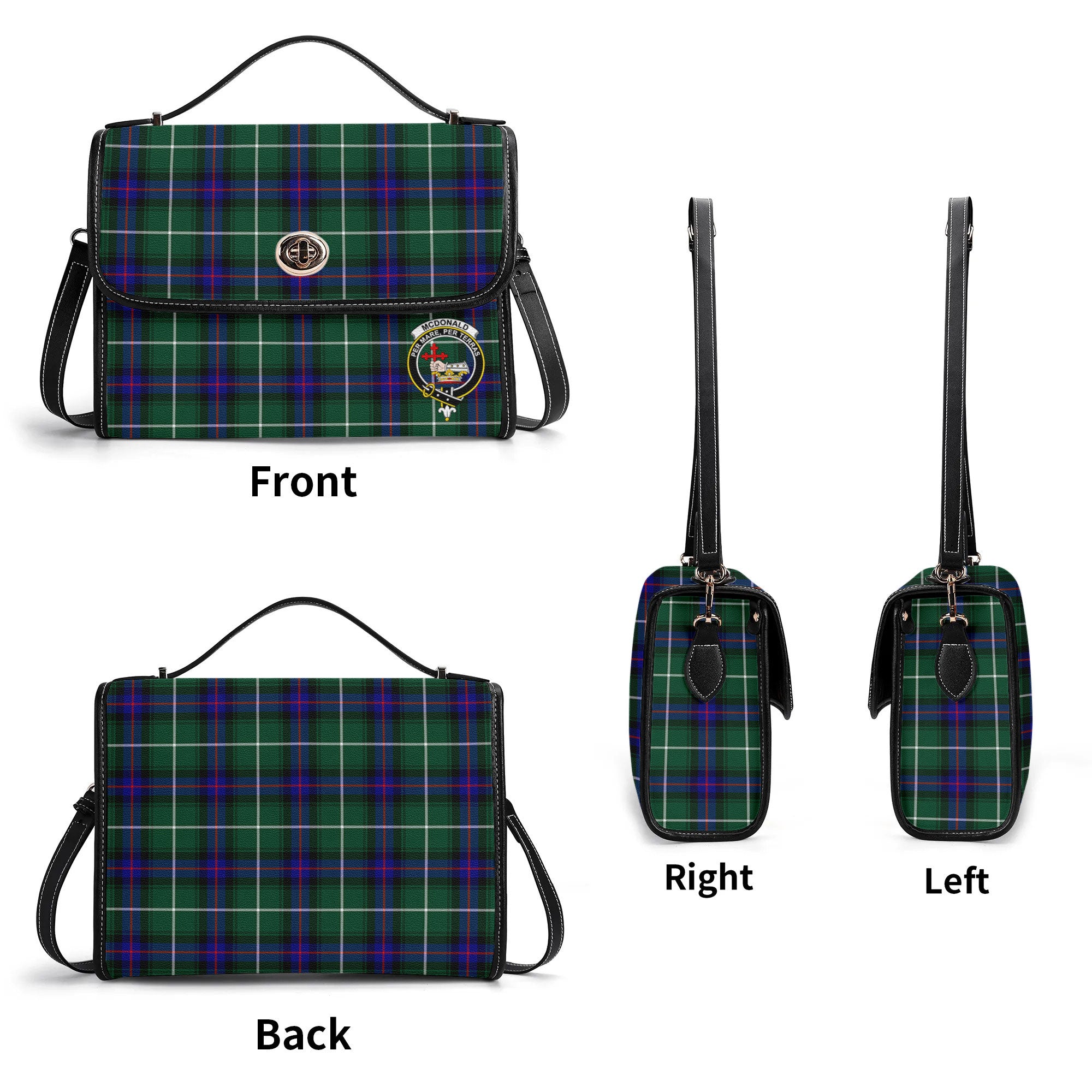 McDonald of the Isles Hunting Modern Tartan Crest Satchel Bag