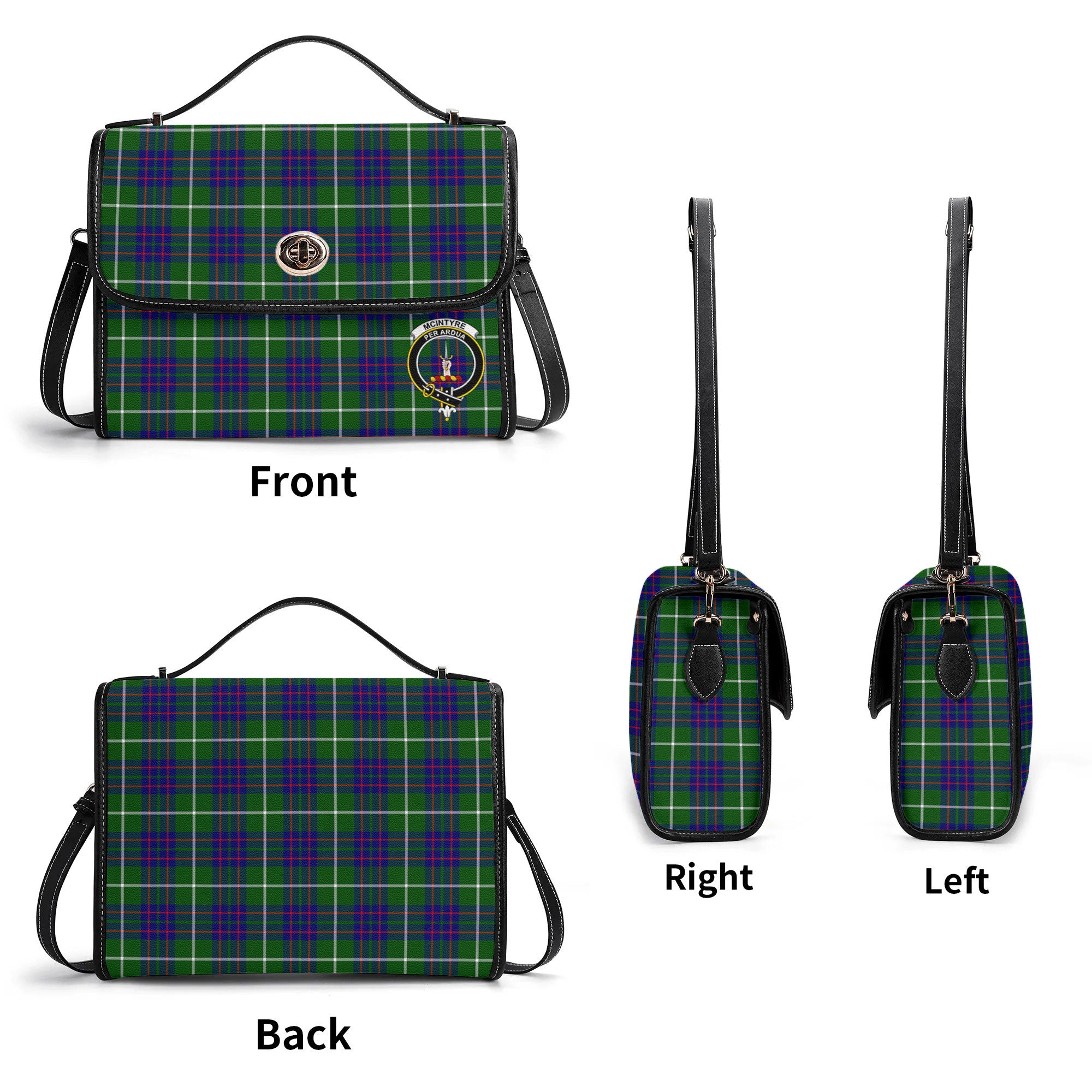 McIntyre Hunting Modern Tartan Crest Satchel Bag