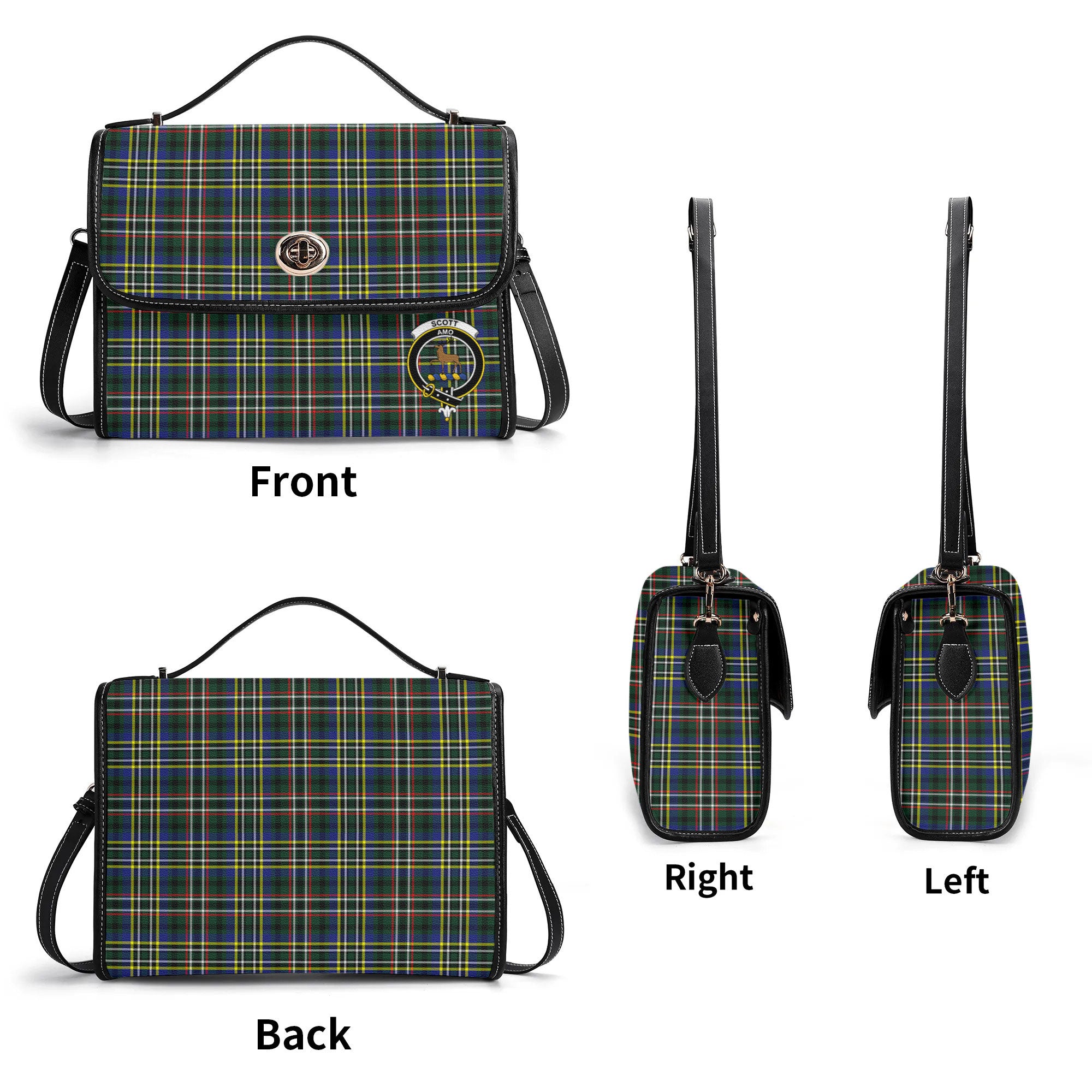 Scott Green Modern Tartan Crest Satchel Bag