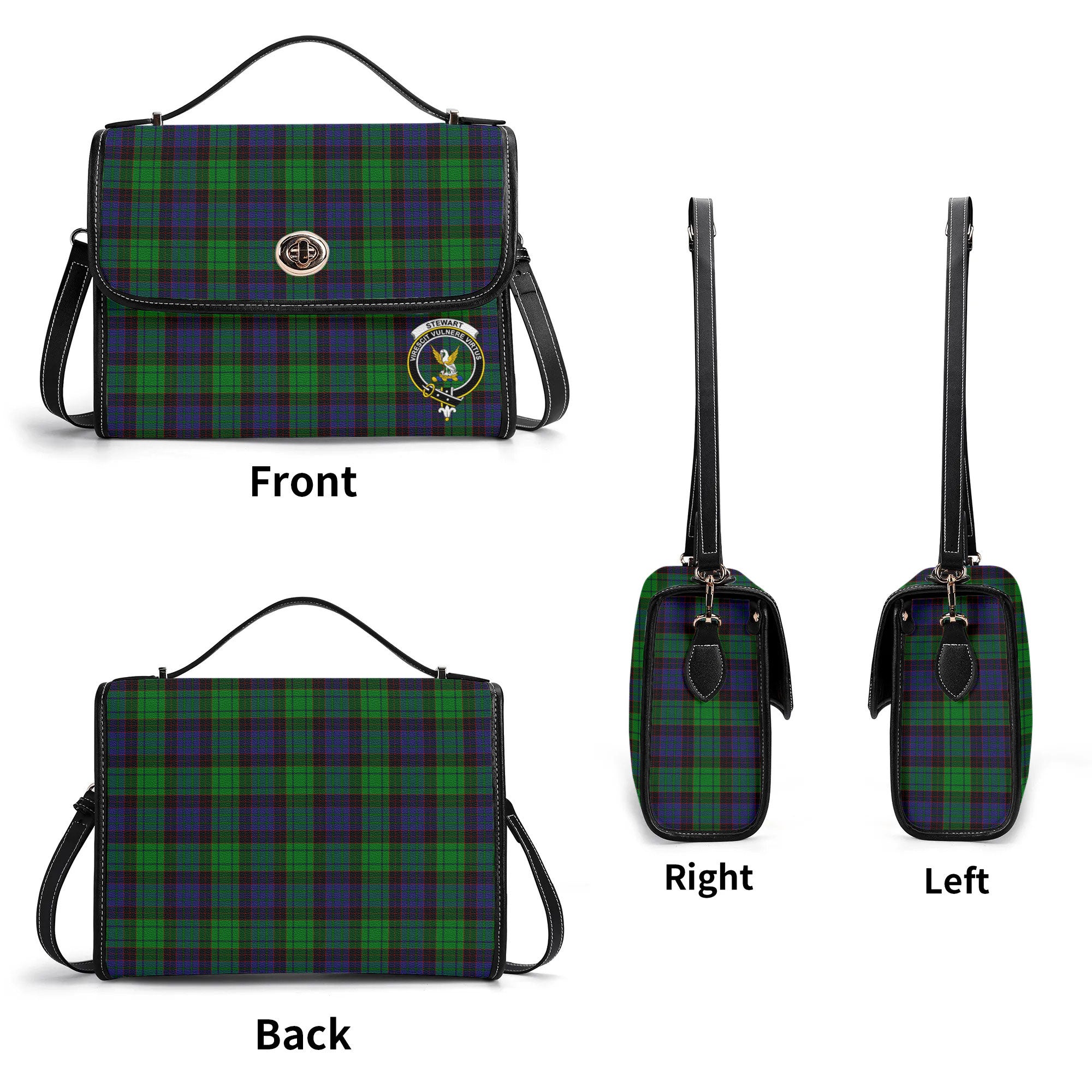 Stewart Old Modern Tartan Crest Satchel Bag