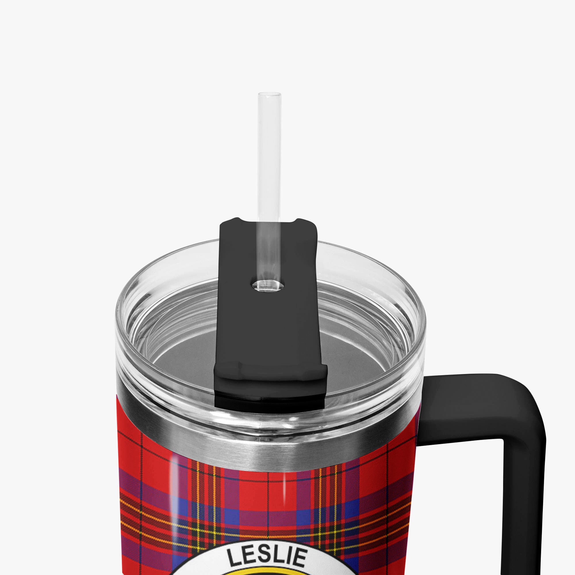 Leslie Modern Tartan Crest 40 oz Insulated Tumbler with Handle
