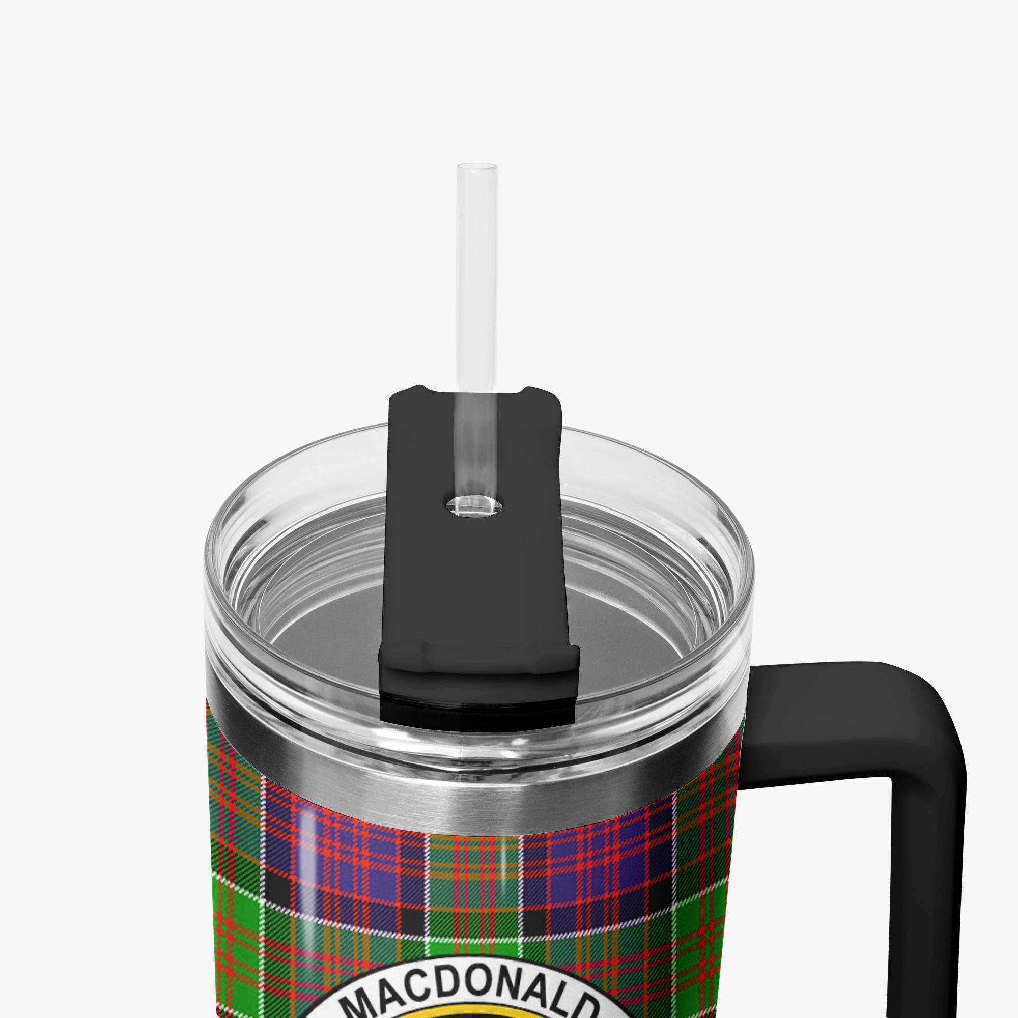 MacDonald (Clan Ranald) Tartan Crest 40 oz Insulated Tumbler with Handle