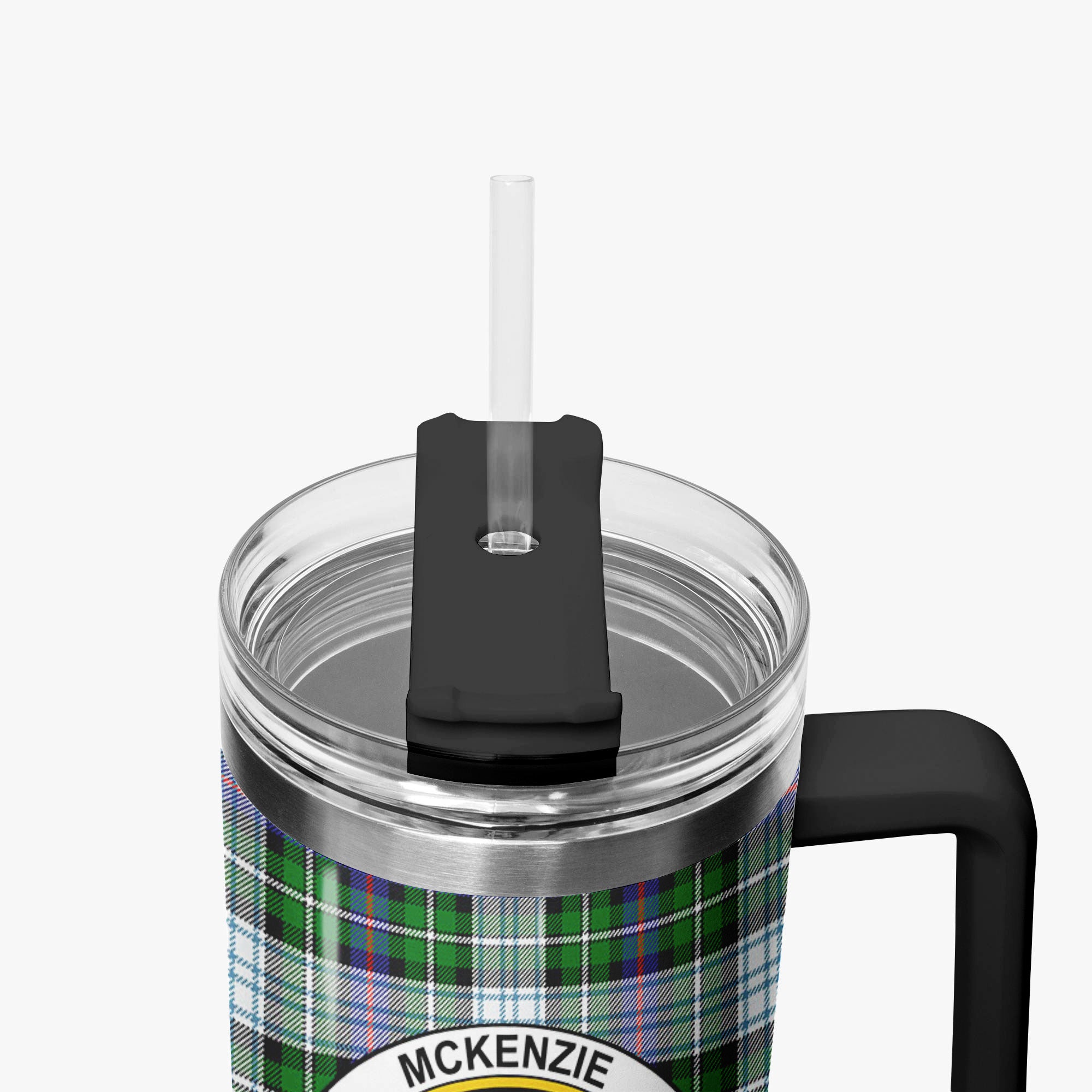 McKenzie Dress Modern Tartan Crest 40 oz Insulated Tumbler with Handle