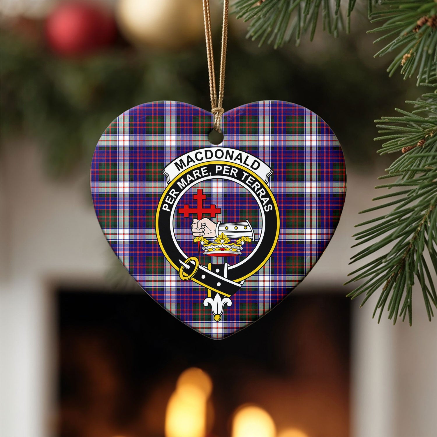 MacDonald Dress Modern Tartan Crest Christmas Ceramic Ornament