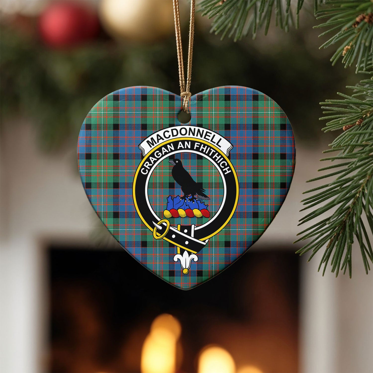 MacDonnell of Glengarry Ancient Tartan Crest Christmas Ceramic Ornament