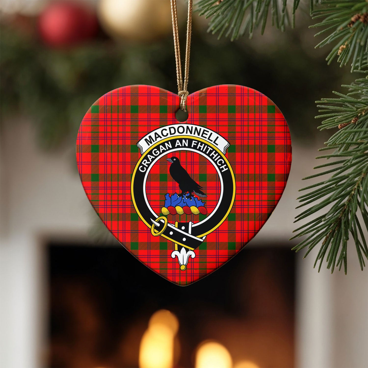 MacDonnell of Keppoch Tartan Crest Christmas Ceramic Ornament