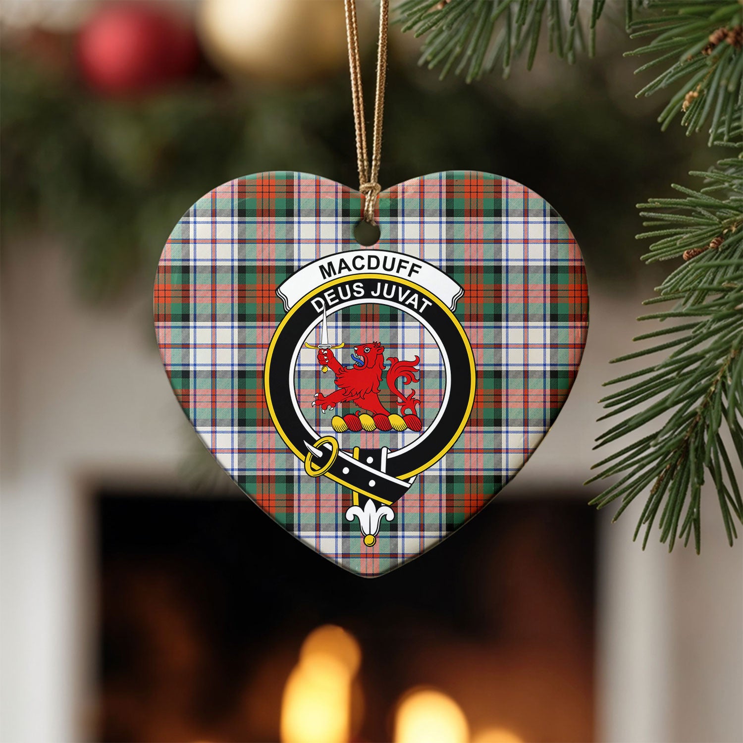 MacDuff Dress Ancient Tartan Crest Christmas Ceramic Ornament