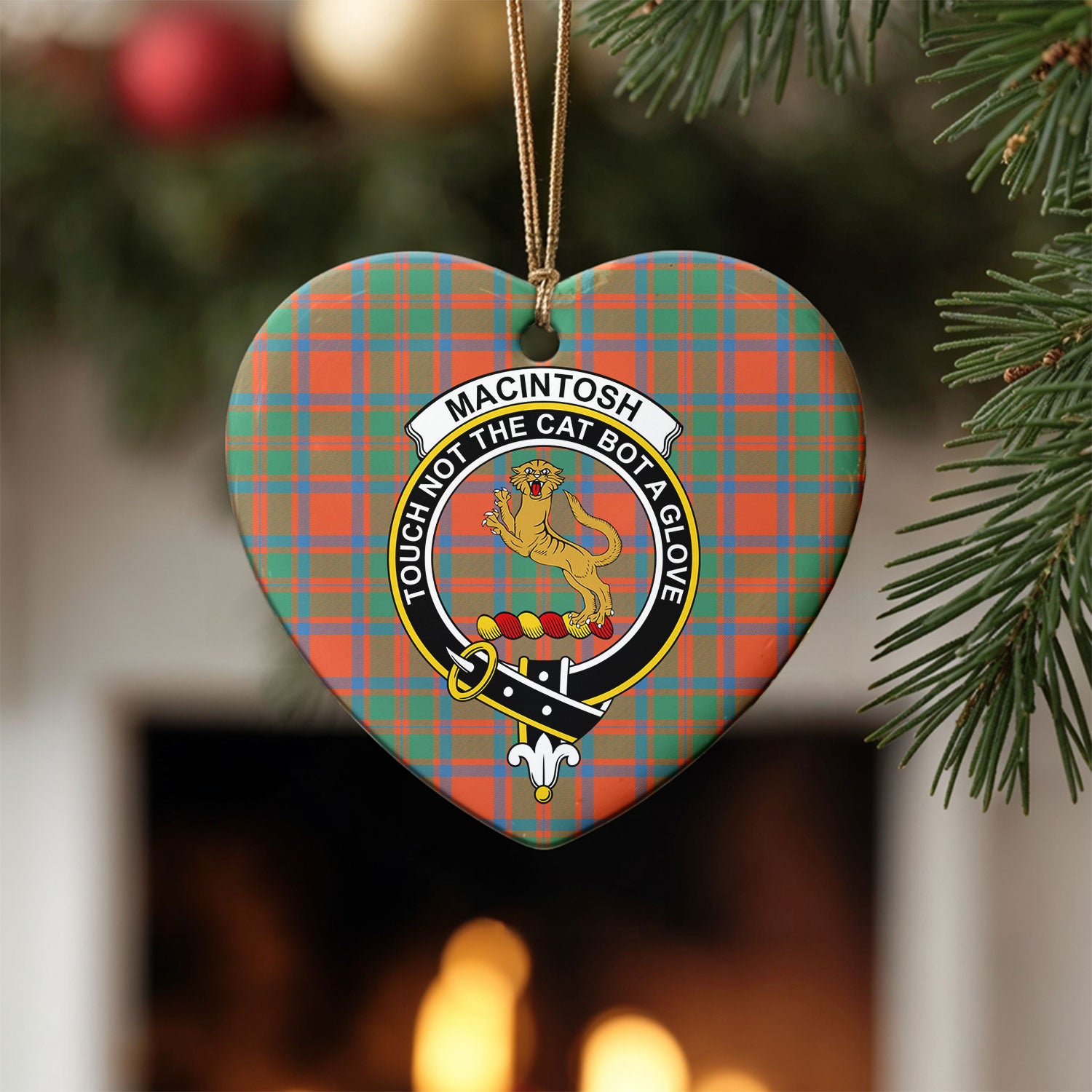 MacIntosh Ancient Tartan Crest Christmas Ceramic Ornament