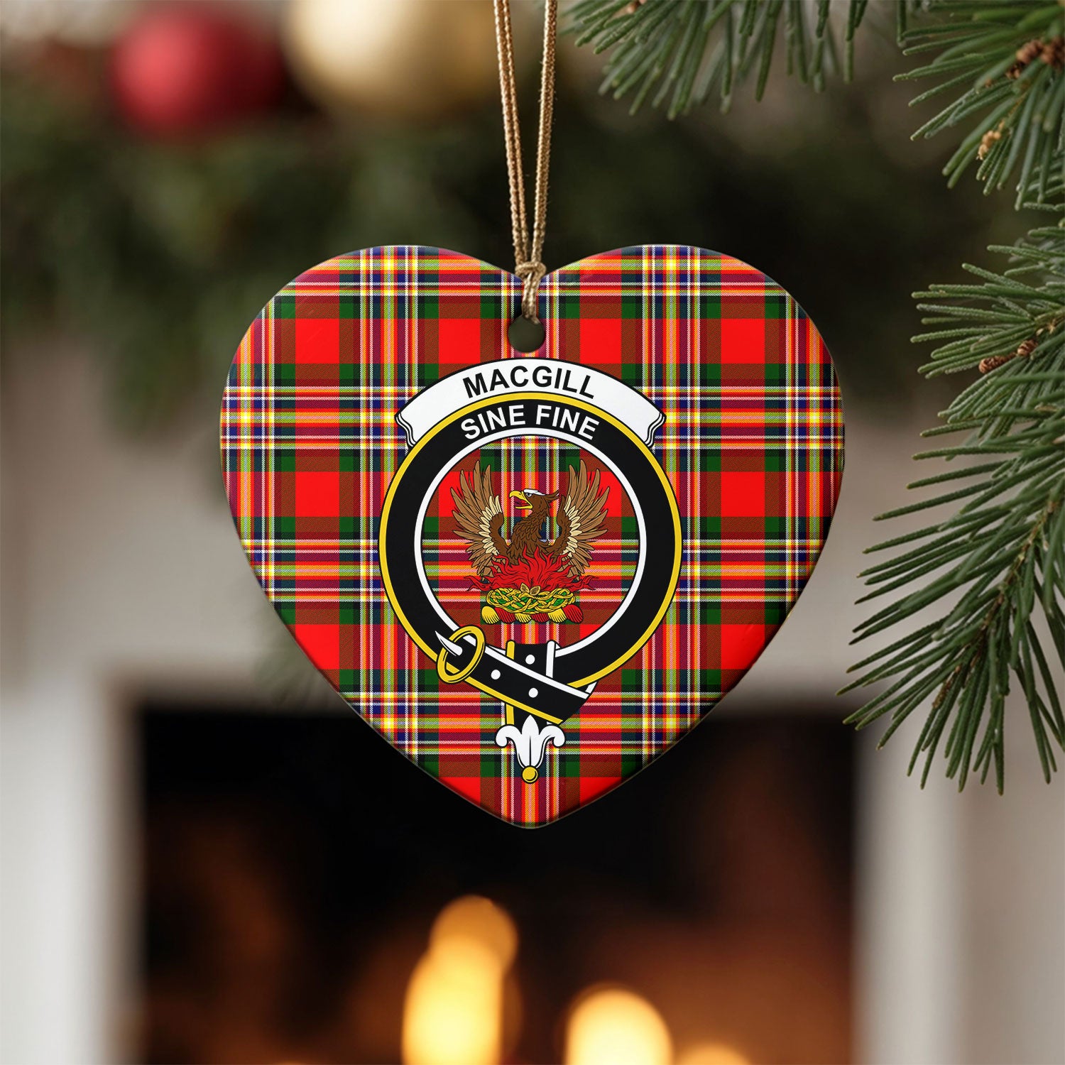 Makgill Tartan Crest Christmas Ceramic Ornament