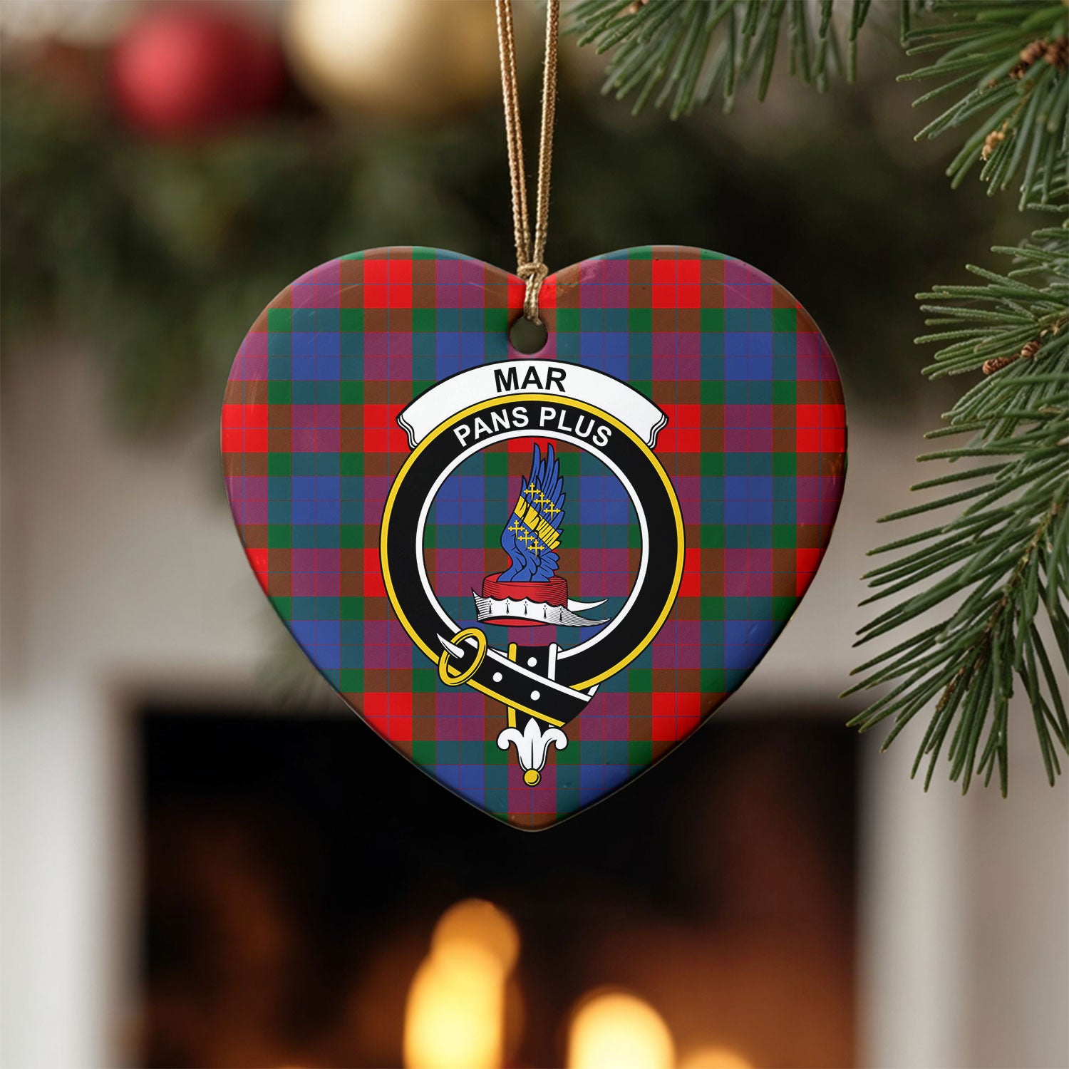 Mar Tartan Crest Christmas Ceramic Ornament