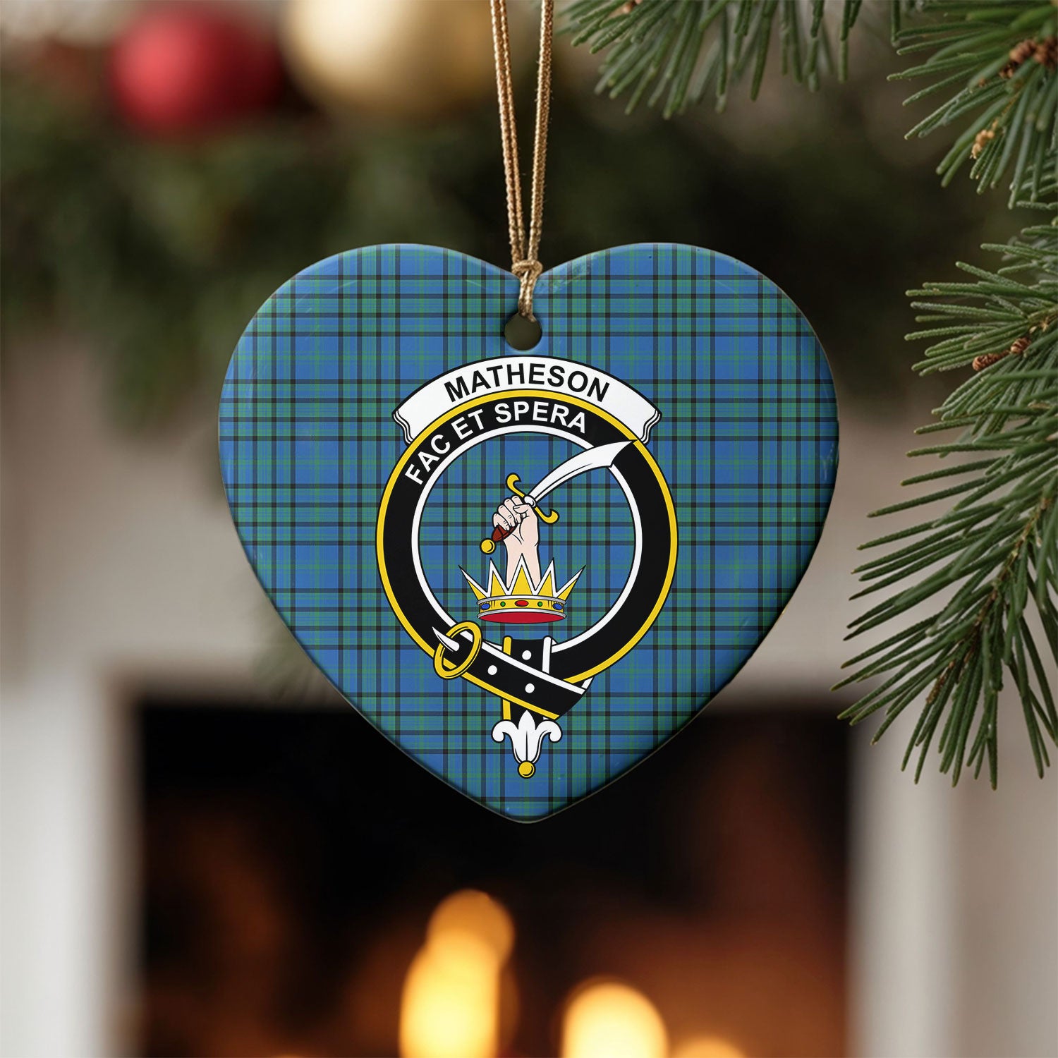 Matheson Hunting Ancient Tartan Crest Christmas Ceramic Ornament